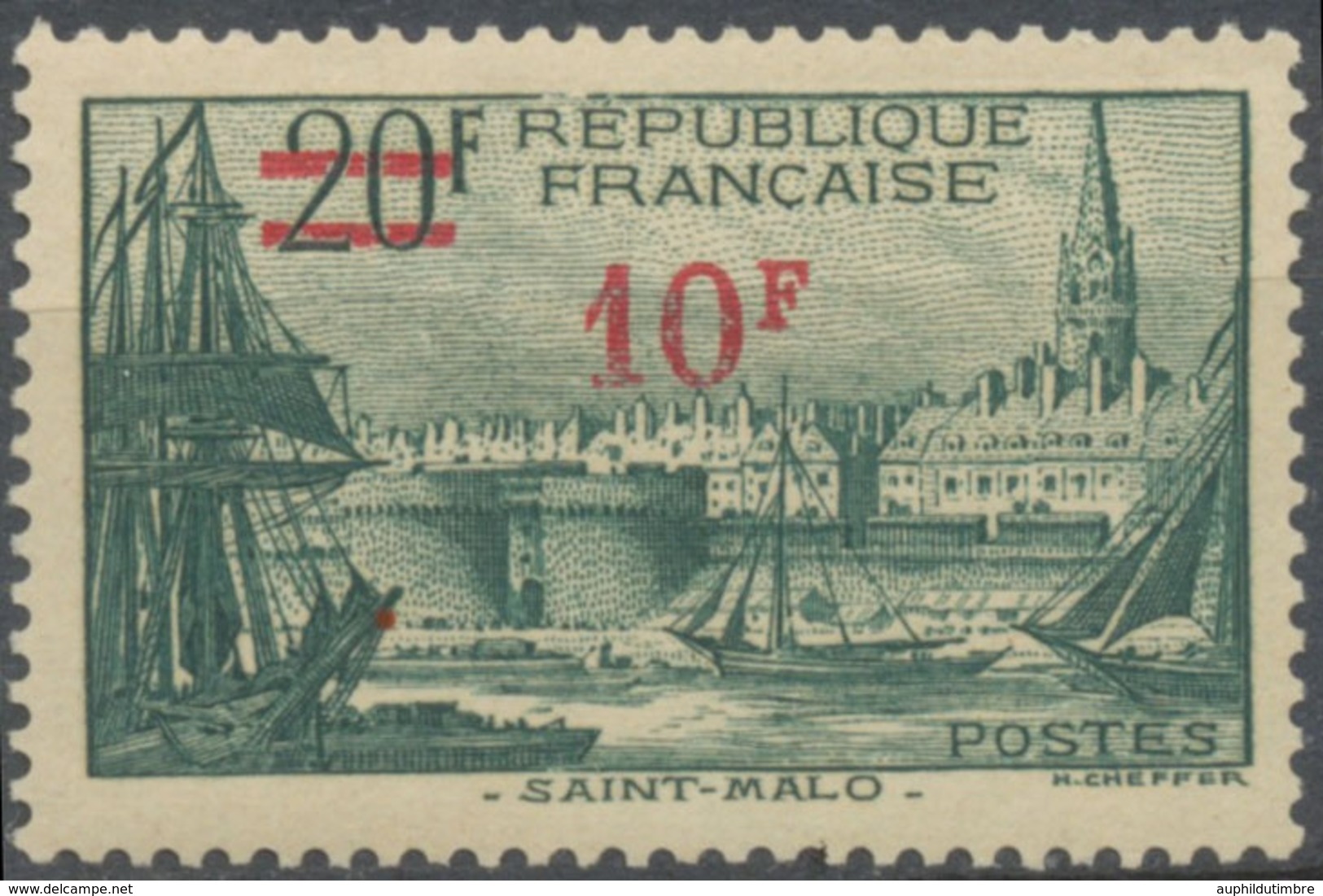 Timbres De 1932-38 Avec Nouvelle Valeur.  10f. Sur 20f. Vert Foncé (394) Neuf Luxe ** Y492 - Nuovi