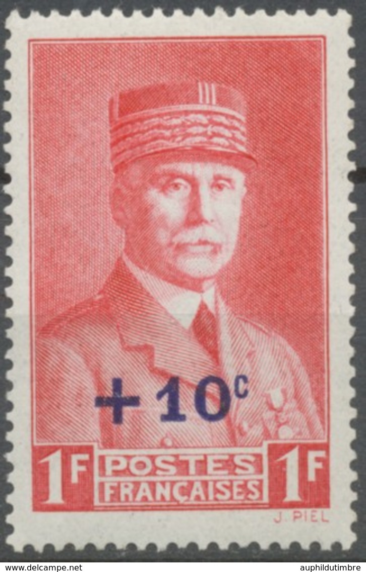 Au Profit Du Secours National. Timbre N° 472, Avec Surcharge Violette +10c. Sur 1f. Rose Carminé Neuf Luxe ** Y494 - Unused Stamps