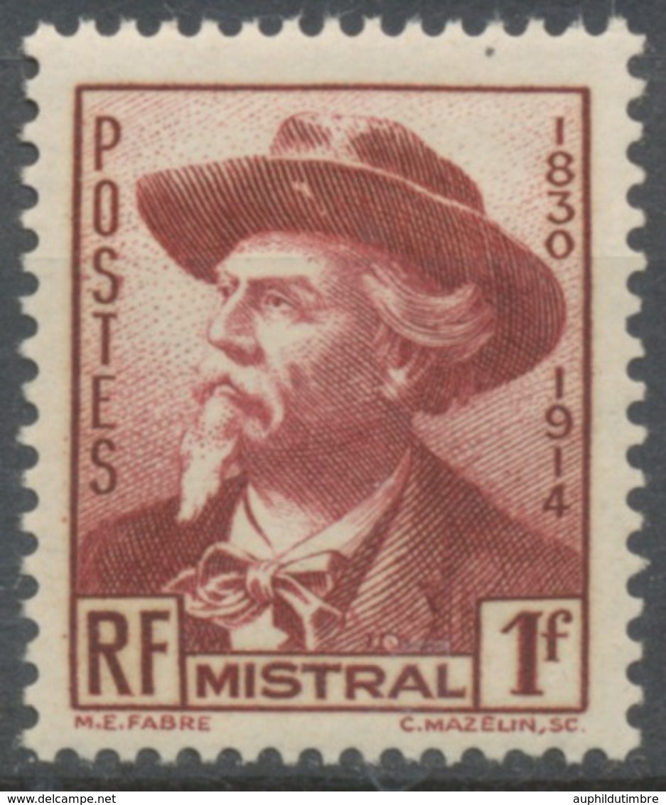 Frédéric Mistral (1830-1914), Poète.  1f. Brun Carminé Neuf Luxe ** Y495 - Neufs