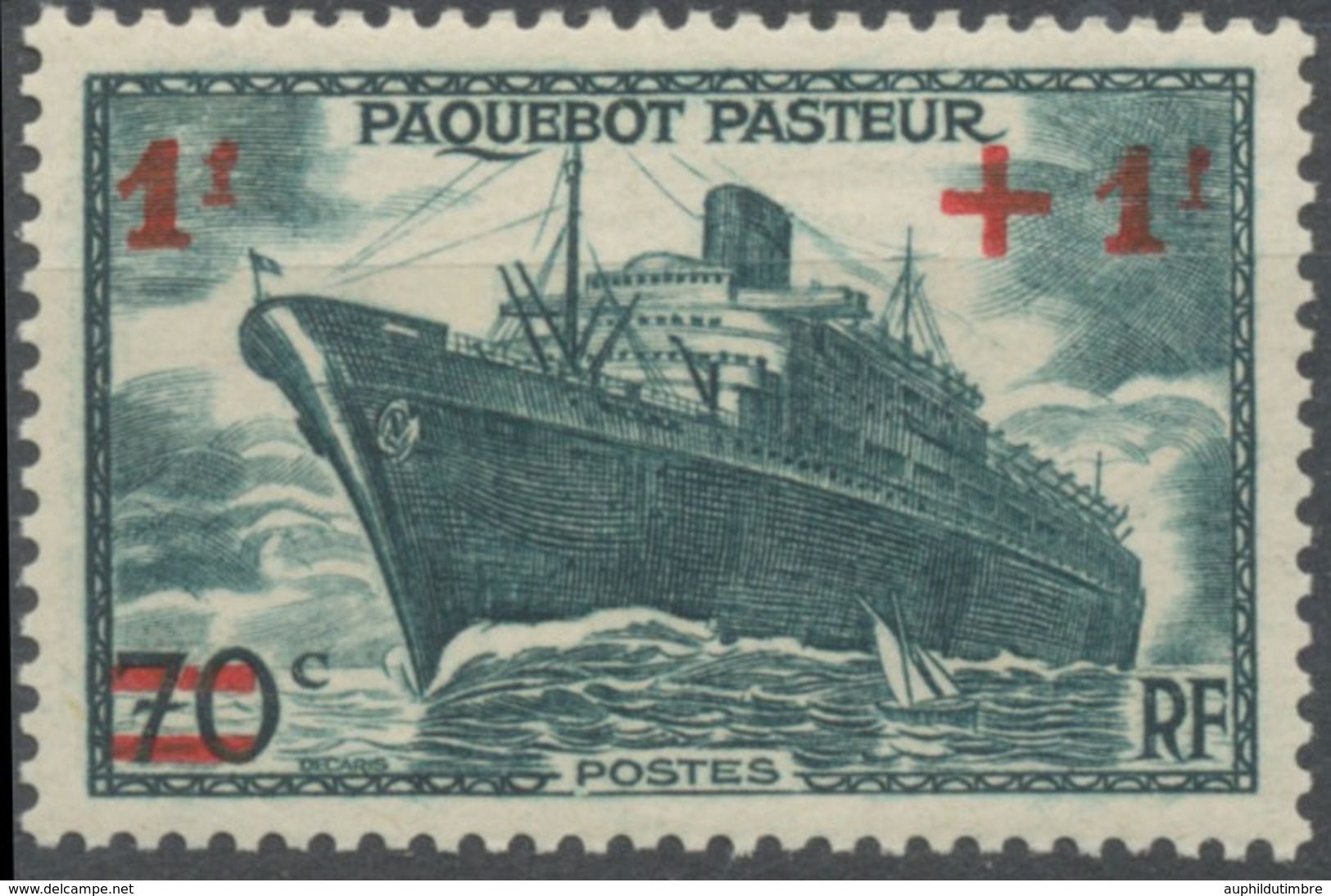 Au Profit Des Oeuvres De Mer. Lancement Du Paquebot "Pasteur".  1f.+1f. Sur 70c. Vert Foncé ( R) Neuf Luxe ** Y502 - Nuovi