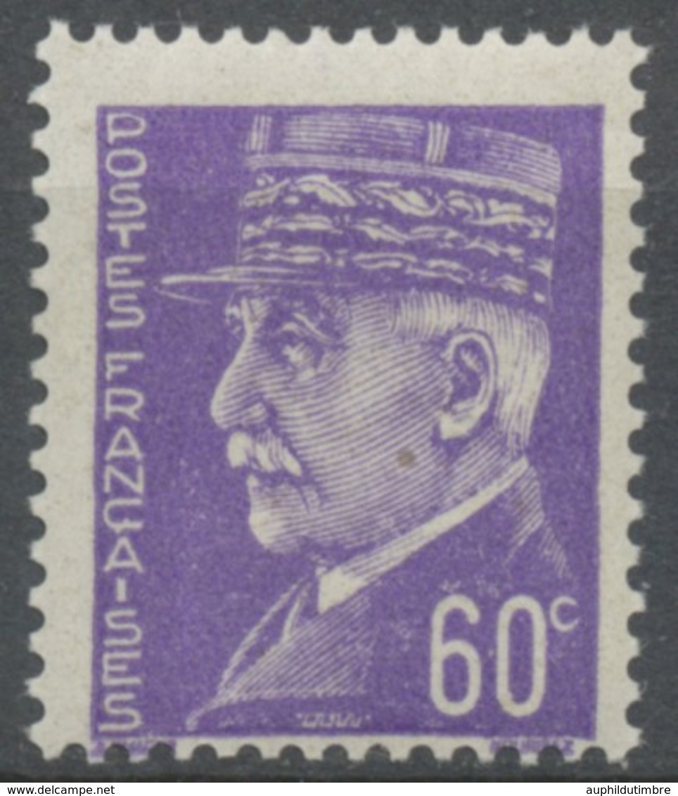 Effigies Du Maréchal Pétain. 60c. Violet (Type Hourriez) Neuf Luxe ** Y509 - Unused Stamps