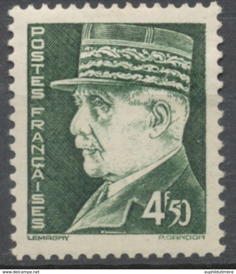 Effigies Du Maréchal Pétain. 4f.50 Vert Foncé (Type Hourriez) Neuf Luxe ** Y523 - Unused Stamps