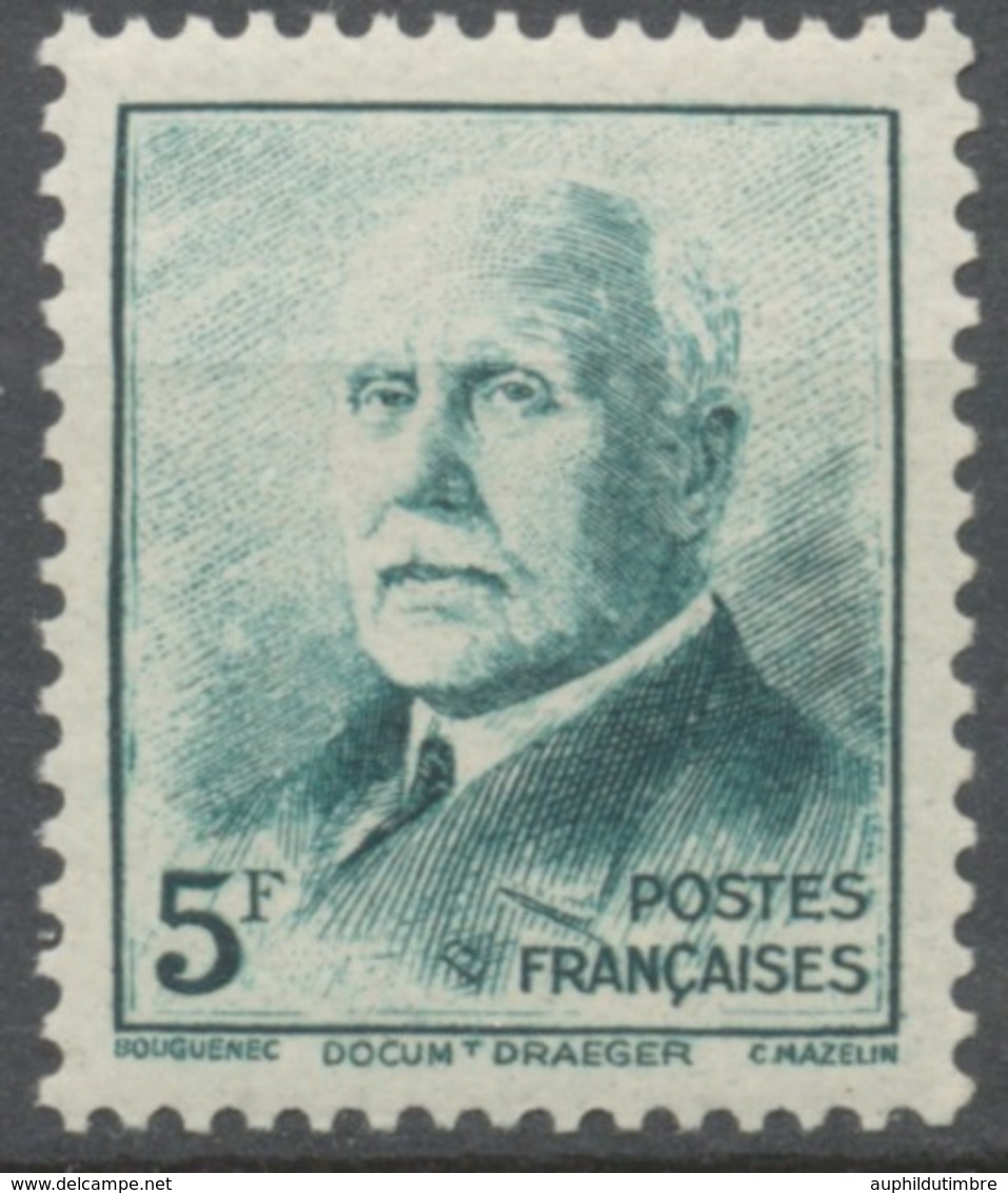 Effigies Du Maréchal Pétain. 5f. Vert-bleu (Types Mazelin) Neuf Luxe ** Y524 - Unused Stamps