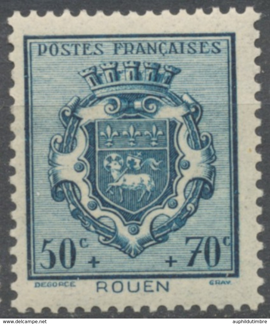 Au Profit Du Secours National. Armoiries De Ville (I) Rouen. 50c.+70c. Bleu-vert Neuf Luxe ** Y528 - Unused Stamps