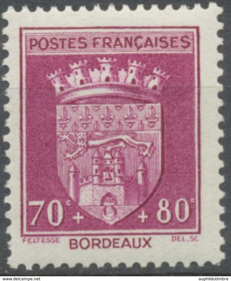 Au Profit Du Secours National. Armoiries De Ville (I) Bordeaux. 70c.+80c. Lilas-rose Neuf Luxe ** Y529 - Unused Stamps