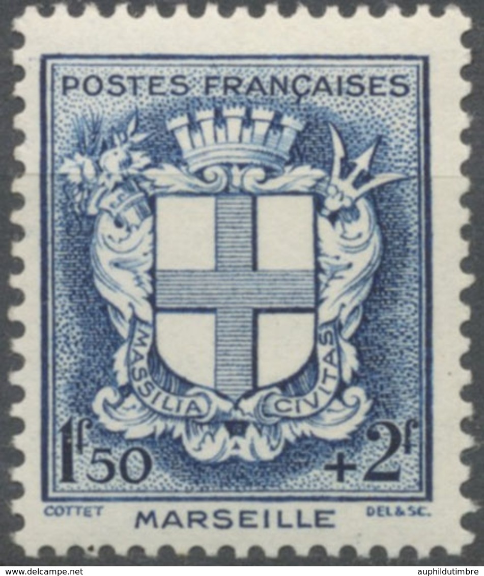 Au Profit Du Secours National. Armoiries De Ville (I) Marseille. 1f.50+2f. Bleu Neuf Luxe ** Y532 - Neufs