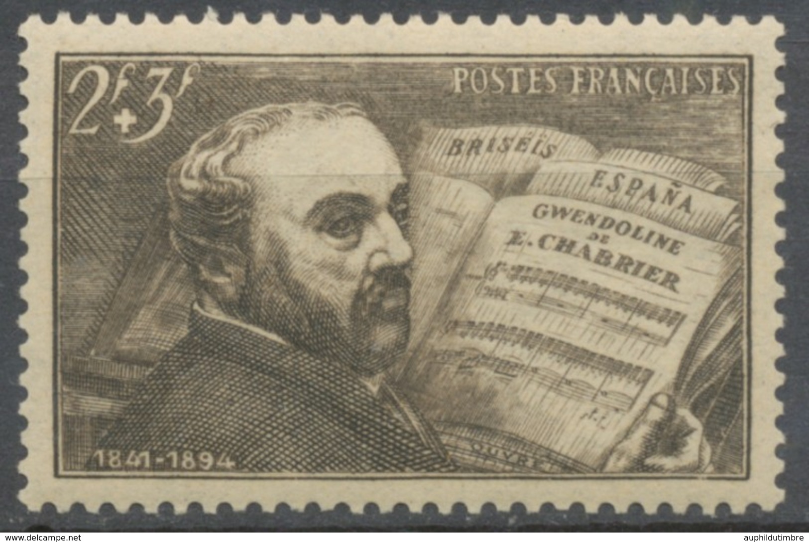 Au Profit Des Oeuvres D'entraide Des Musiciens.  "Chabrier Au Piano".  2f.+3f. Brun-gris Neuf Luxe ** Y542 - Unused Stamps