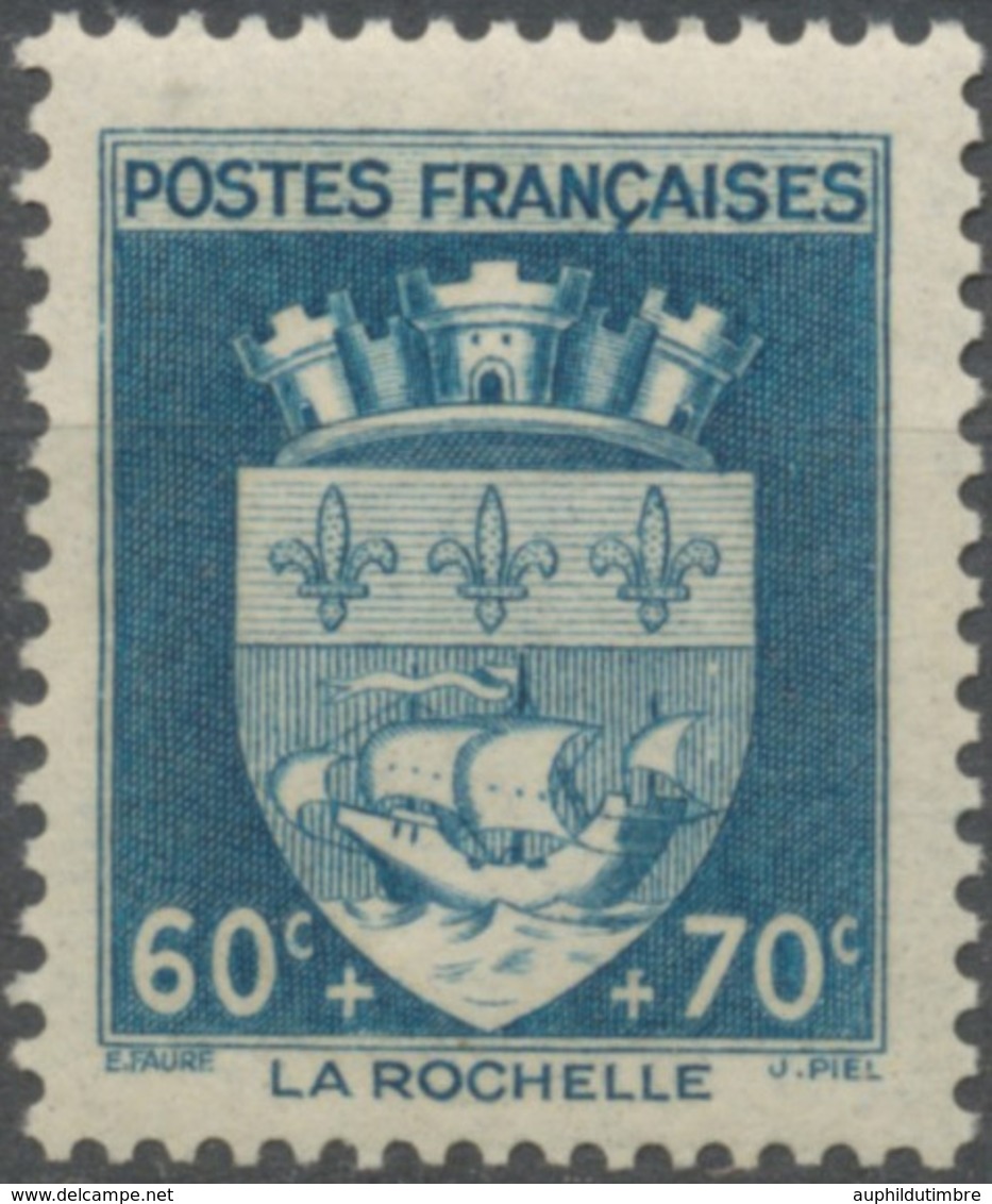 Au Profit Du Secours National. Armoiries De Villes (II) La Rochelle. 60c.+70c. Bleu-vert Neuf Luxe ** Y554 - Neufs