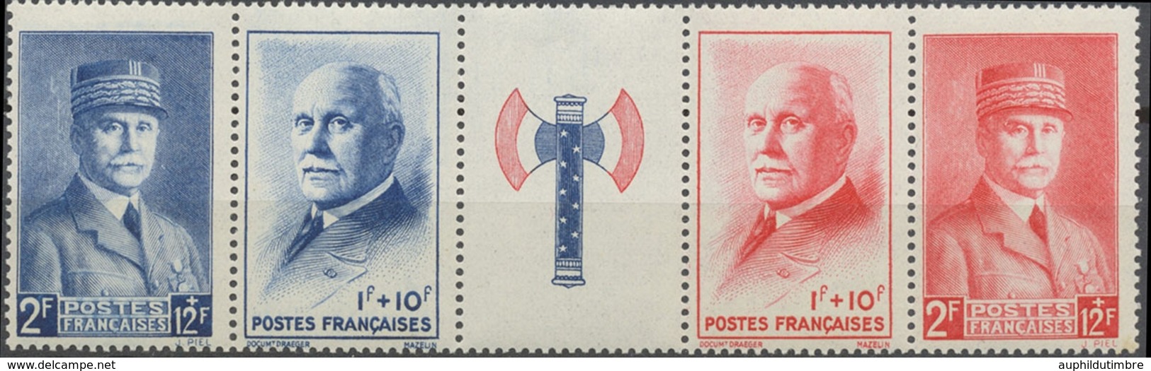 Au Profit Du Secours National. Types De 1940-42 La Bande De Quatre Timbres Avec Francisque Neuf Luxe ** Y571A - Ungebraucht