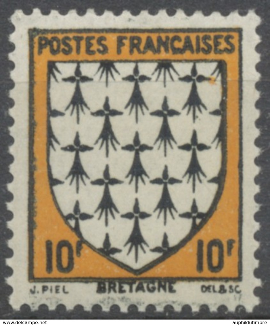 Armoiries De Provinces (I) Bretagne. 10f. Noir Et Jaune-brun Neuf Luxe ** Y573 - Unused Stamps