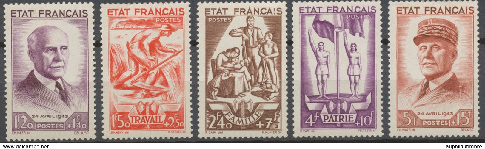 Série Au Profit Du Secours National. ("Travail, Famille, Patrie") 5 Valeurs Neuf Luxe ** Y580S - Unused Stamps