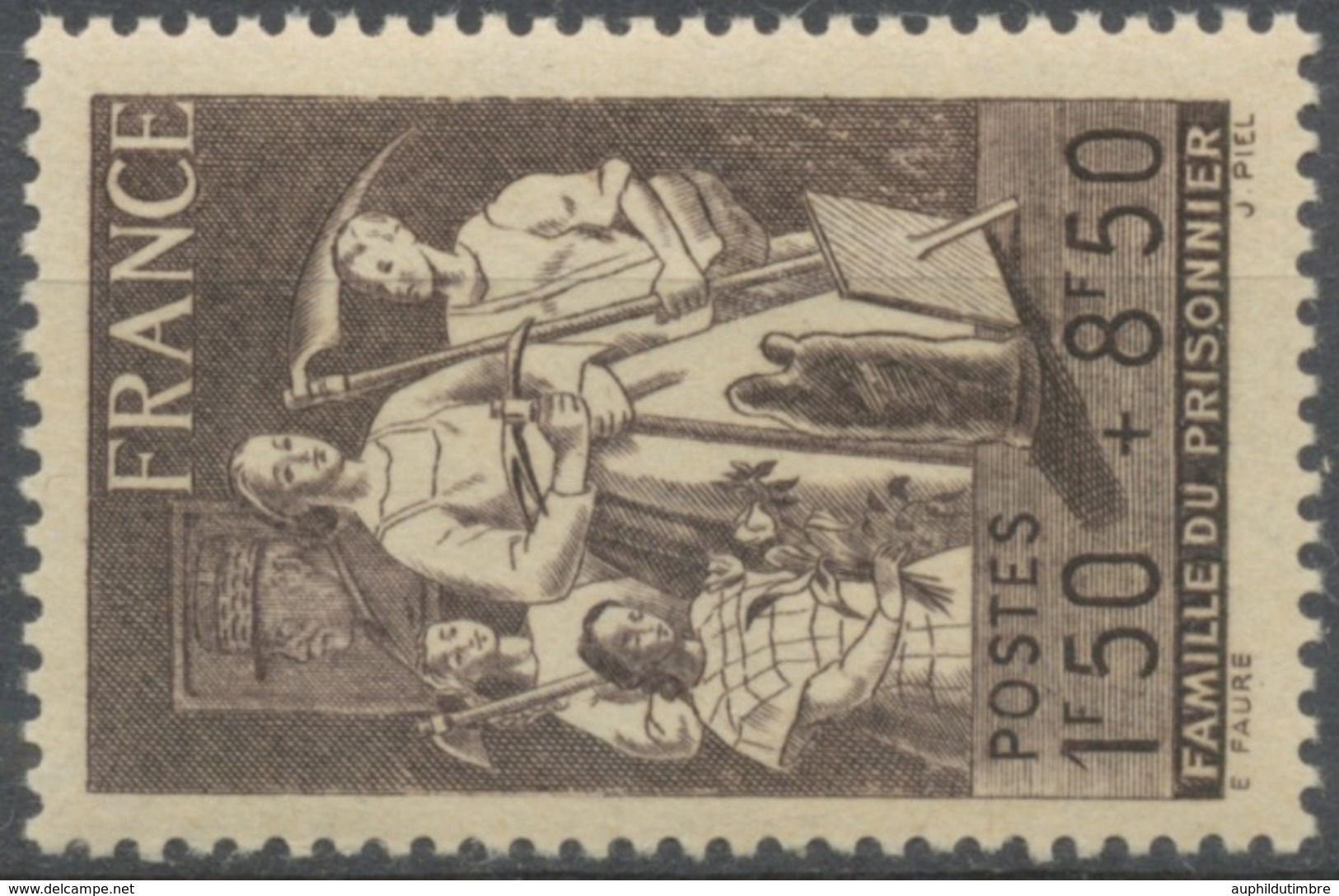 Au Profit De La Famille Du Prisonnier.  1f.50+8f.50 Gris-brun Neuf Luxe ** Y585 - Unused Stamps
