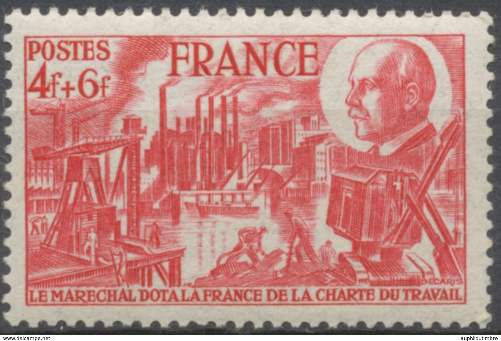 88e Anniversaire Du Maréchal Pétain. Charte Du Travail.  4f.+6f. Rose Neuf Luxe ** Y608 - Ongebruikt