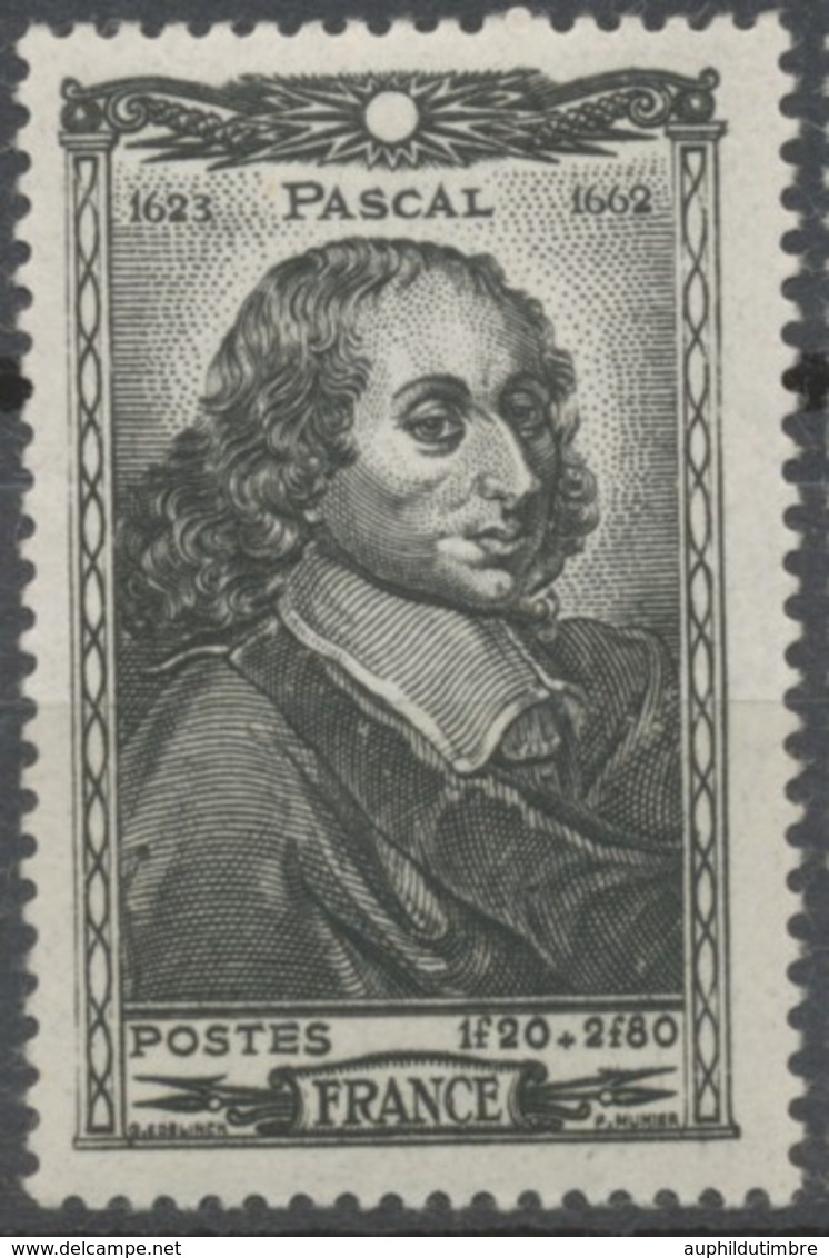 Célébrités Du XVIle Siècle. Blaise Pascal (1623-1662) 1f.20+2f.80 Noir Neuf Luxe ** Y614 - Ungebraucht