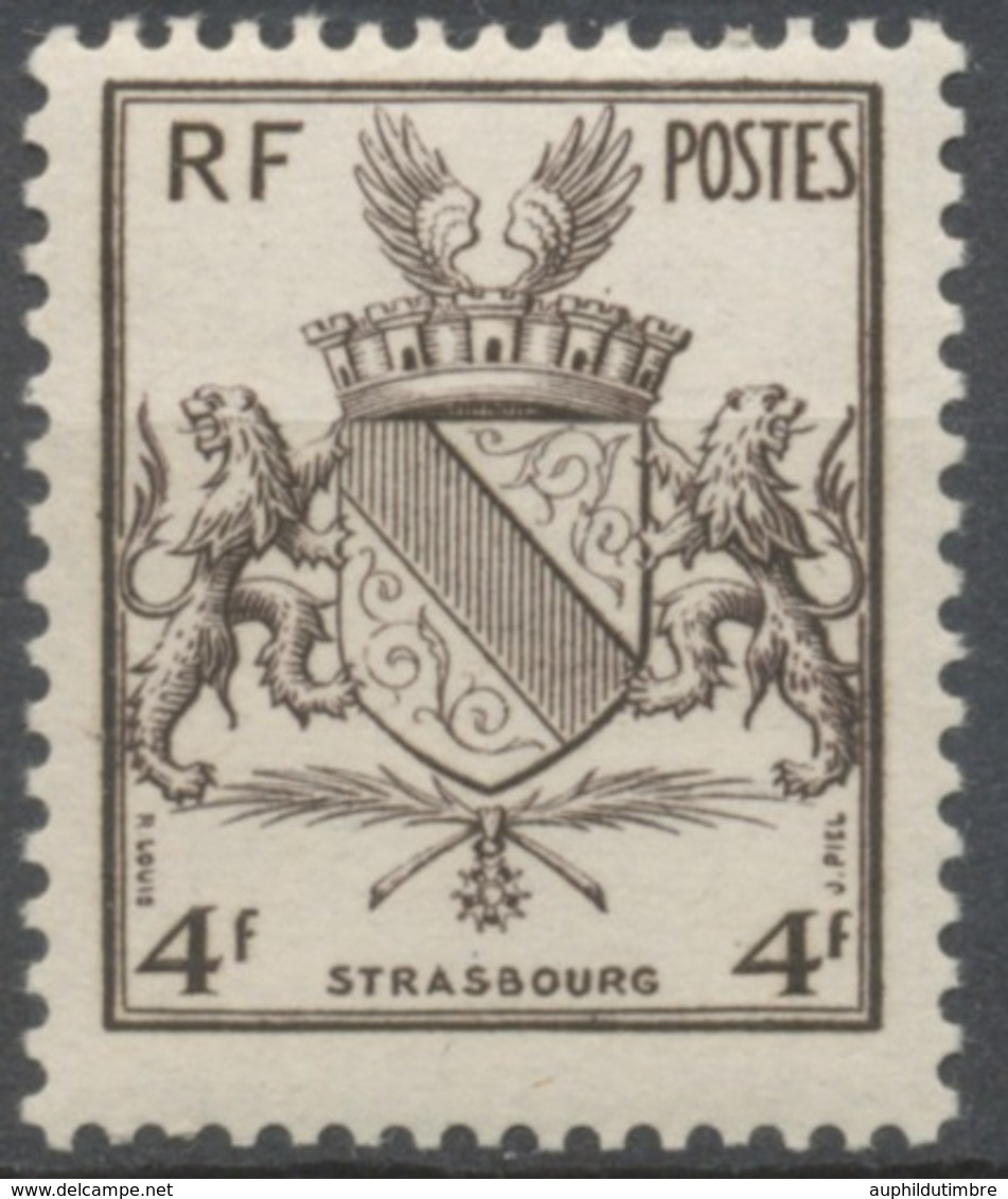 Libération De Metz Et De Strasbourg. Armoiries. Strasbourg.  4f. Brun-noir Neuf Luxe ** Y735 - Ungebraucht