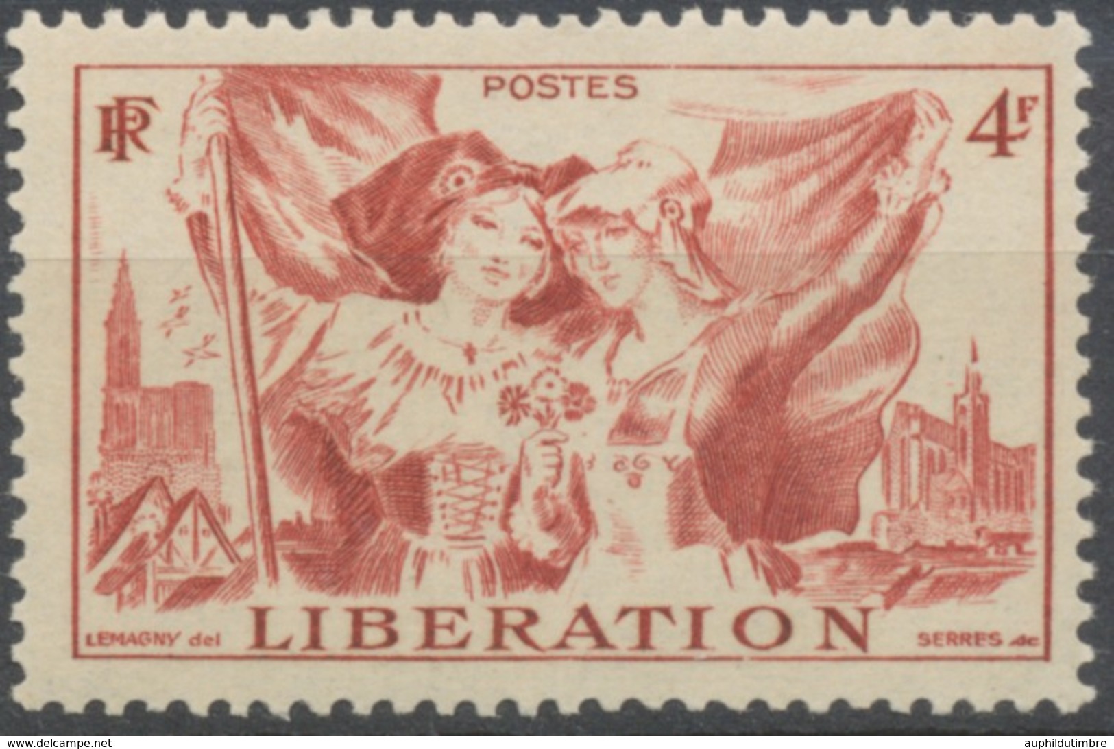 Libération De L'Alsace Et De La Lorraine. Cathédrales De Strasbourg Et De Metz.  4f. Rouge-brun Neuf Luxe ** Y739 - Unused Stamps