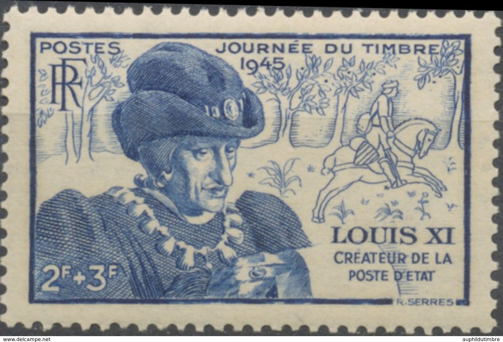 Journée Du Timbre. Effigie De Louis XI. Au Profit De L'Entraide Française. Louis XI 2f.+3f. Bleu Neuf Luxe ** Y743 - Ungebraucht