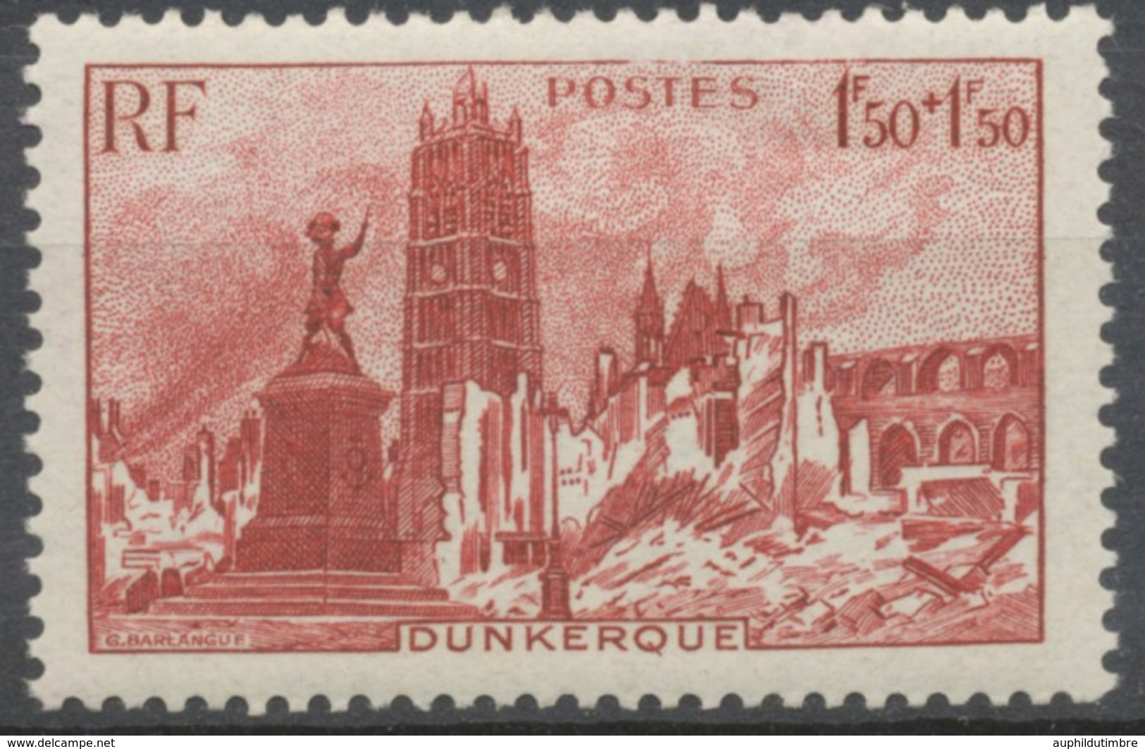 Au Profit De L'Entraide Française. Place Jean Bart, à Dunkerque. 1f.50+1f.50 Rouge-brun Neuf Luxe ** Y744 - Unused Stamps