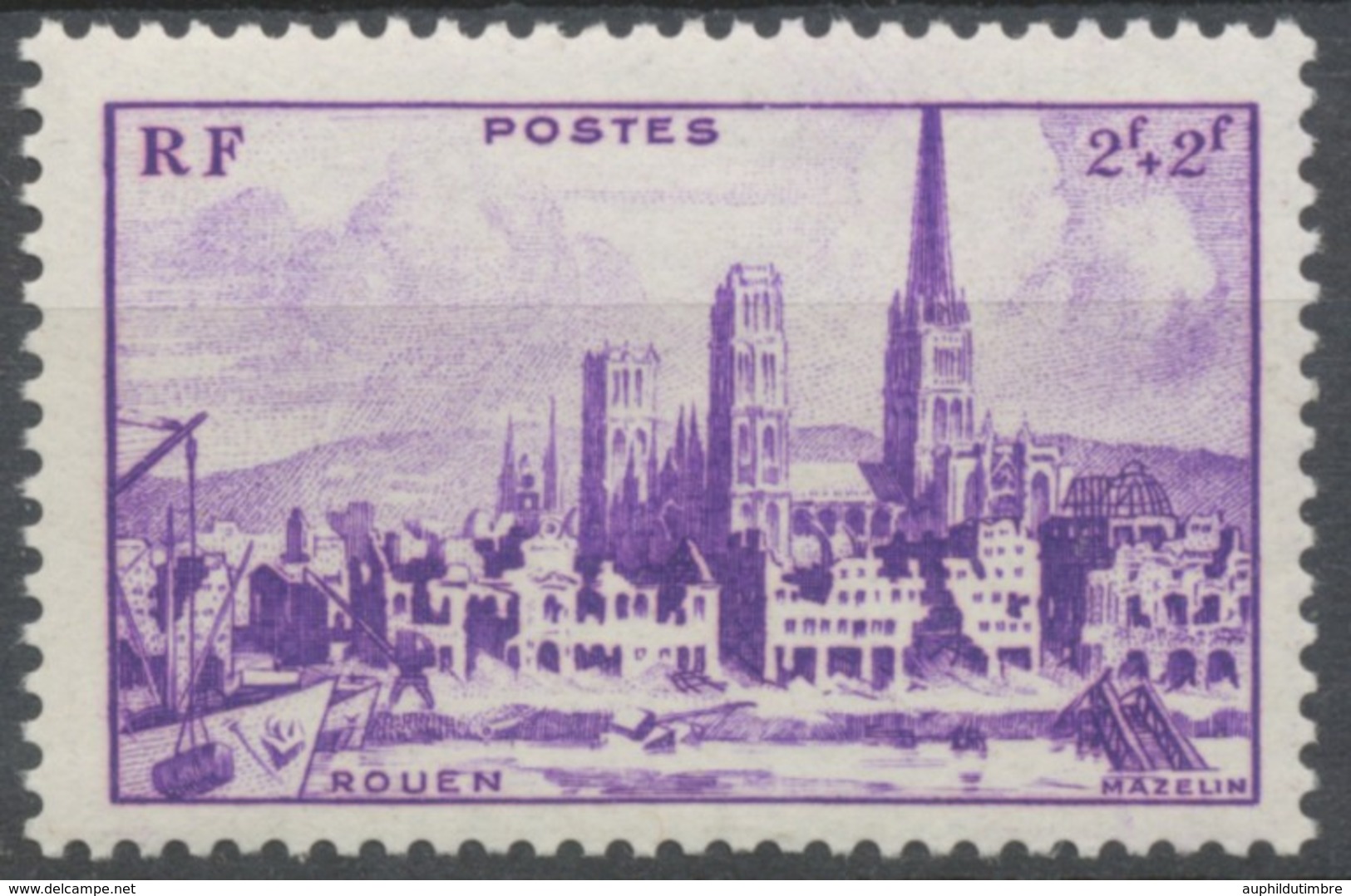 Au Profit De L'Entraide Française. Cathédrale Et Quai De Rouen. 2f.+2f. Violet Neuf Luxe ** Y745 - Ungebraucht