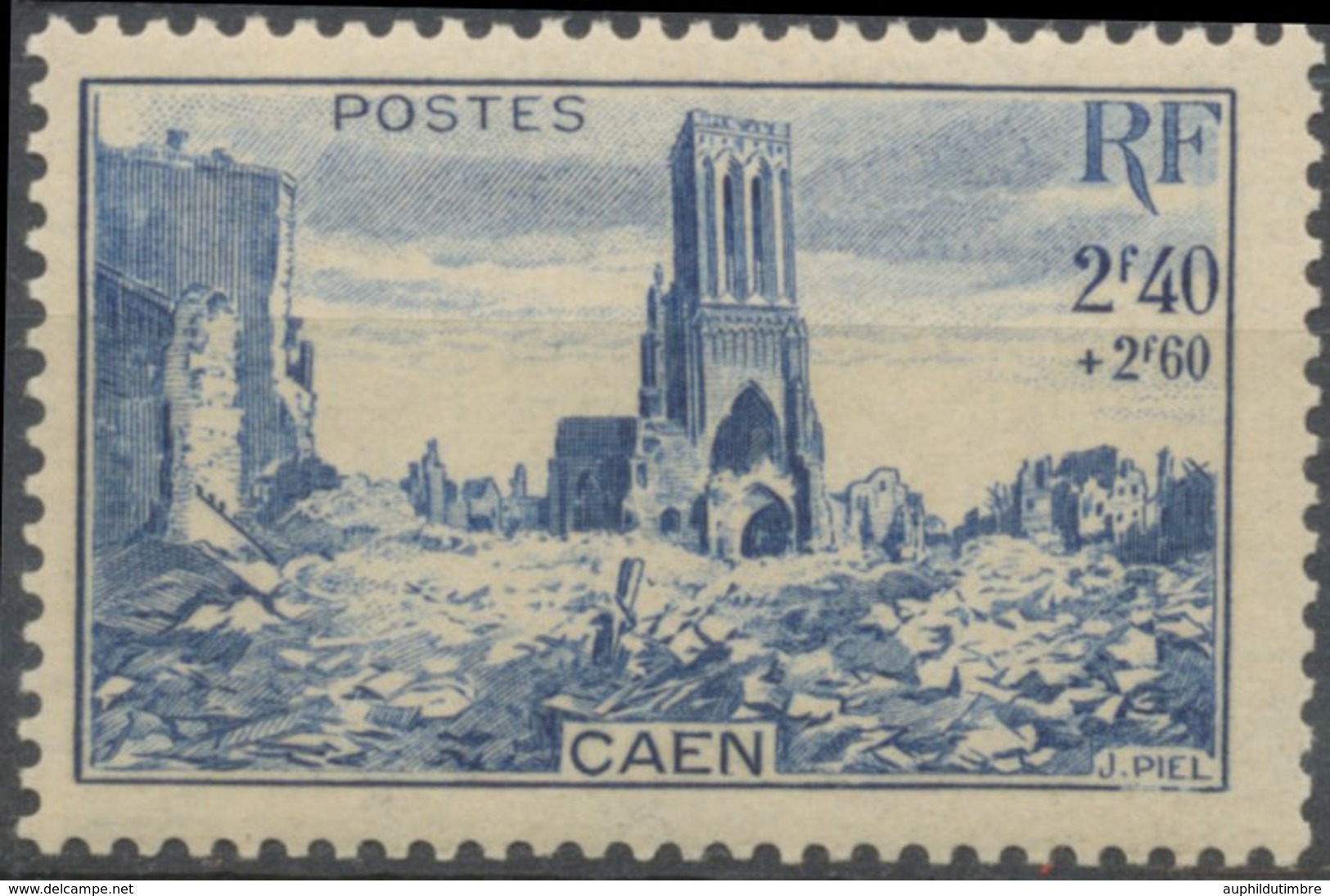 Au Profit De L'Entraide Française. Eglise Saint-Jean, à Caen. 2f.40+2f.60 Bleu Neuf Luxe ** Y746 - Neufs