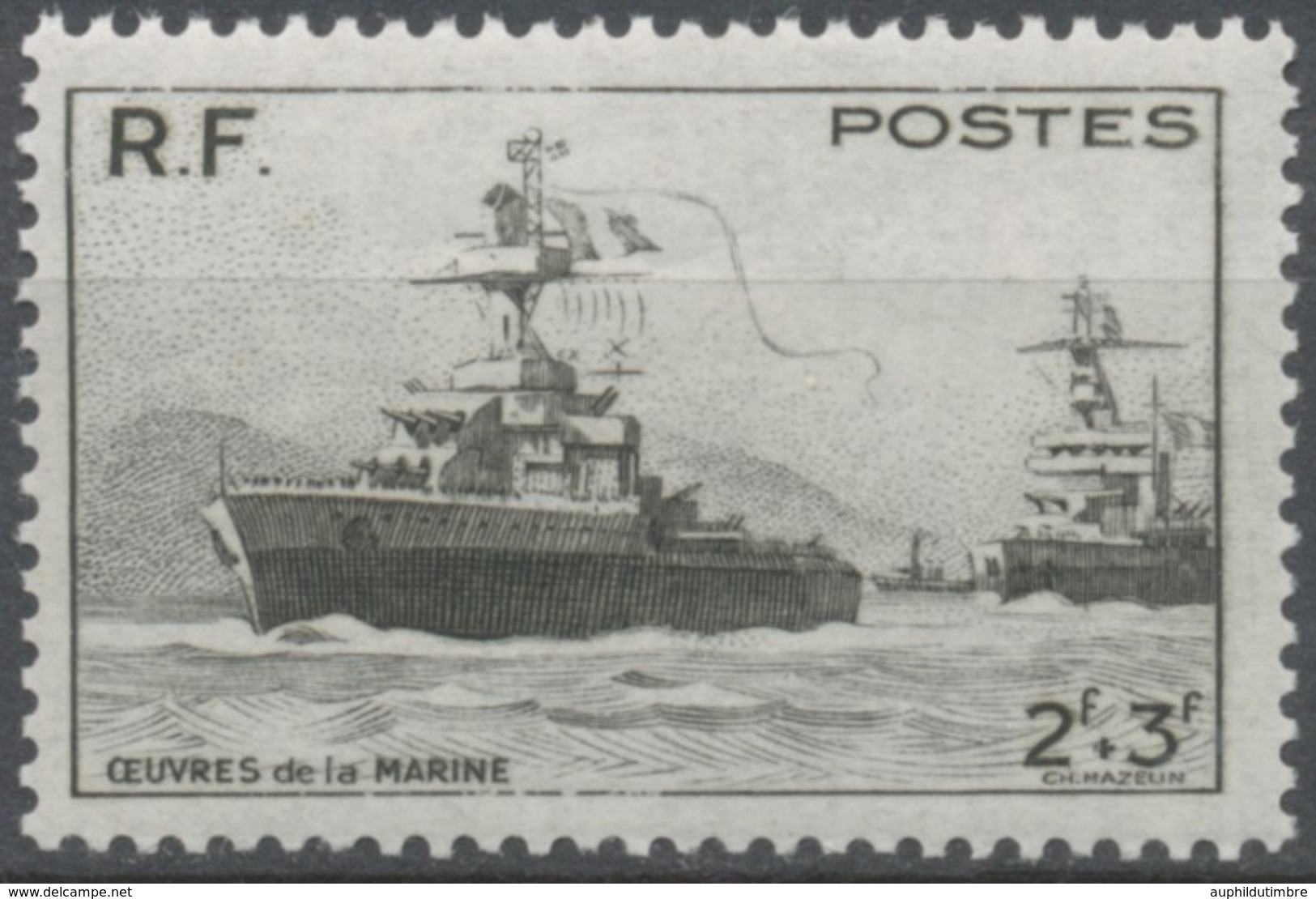 Pour Les Oeuvres De La Marine. Bâtiments De Ligne. 2f.+3f. Noir Neuf Luxe ** Y752 - Unused Stamps