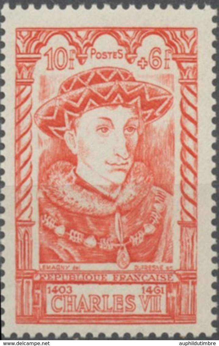 Célébrités Du XVe Siècle. Charles VII. 10f.+6f. Rouge Neuf Luxe ** Y770 - Unused Stamps