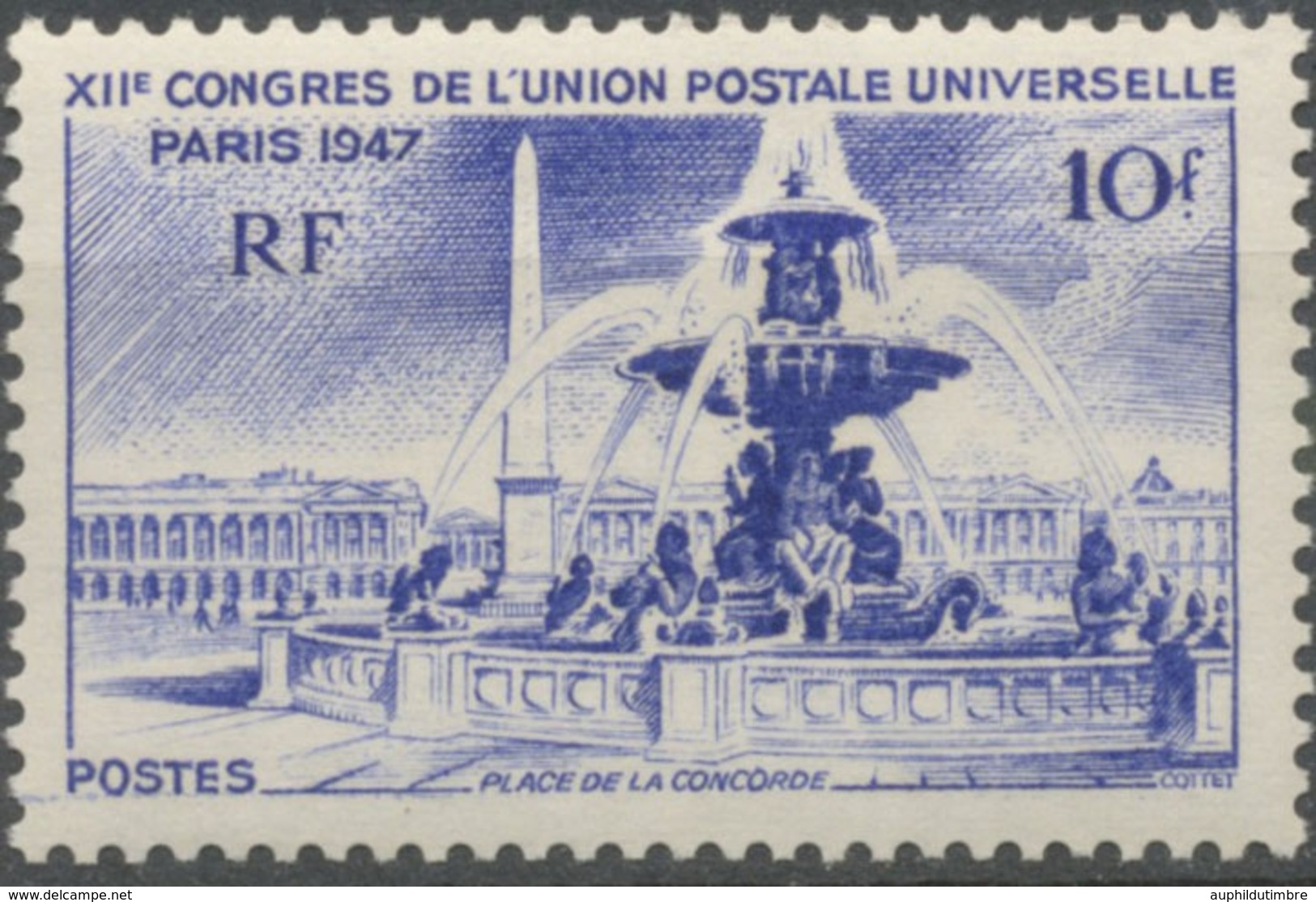 12e Congrès De L'Union Postale Universelle, à Paris. Place De La Concorde. 10f. Outremer Neuf Luxe ** Y783 - Neufs