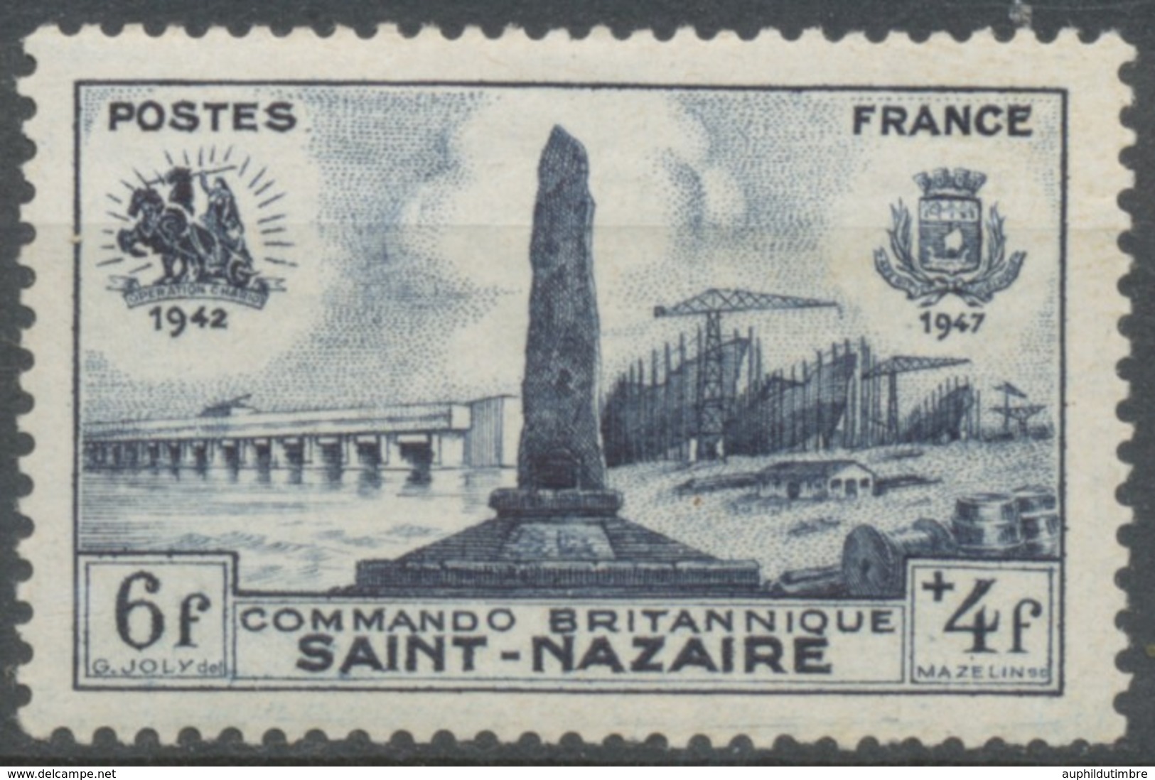 5e Anniversaire Débarquement Britannique à Saint-Nazaire. Monument Commémoratif.  6f. + 4f. Neuf Luxe ** Y786 - Neufs