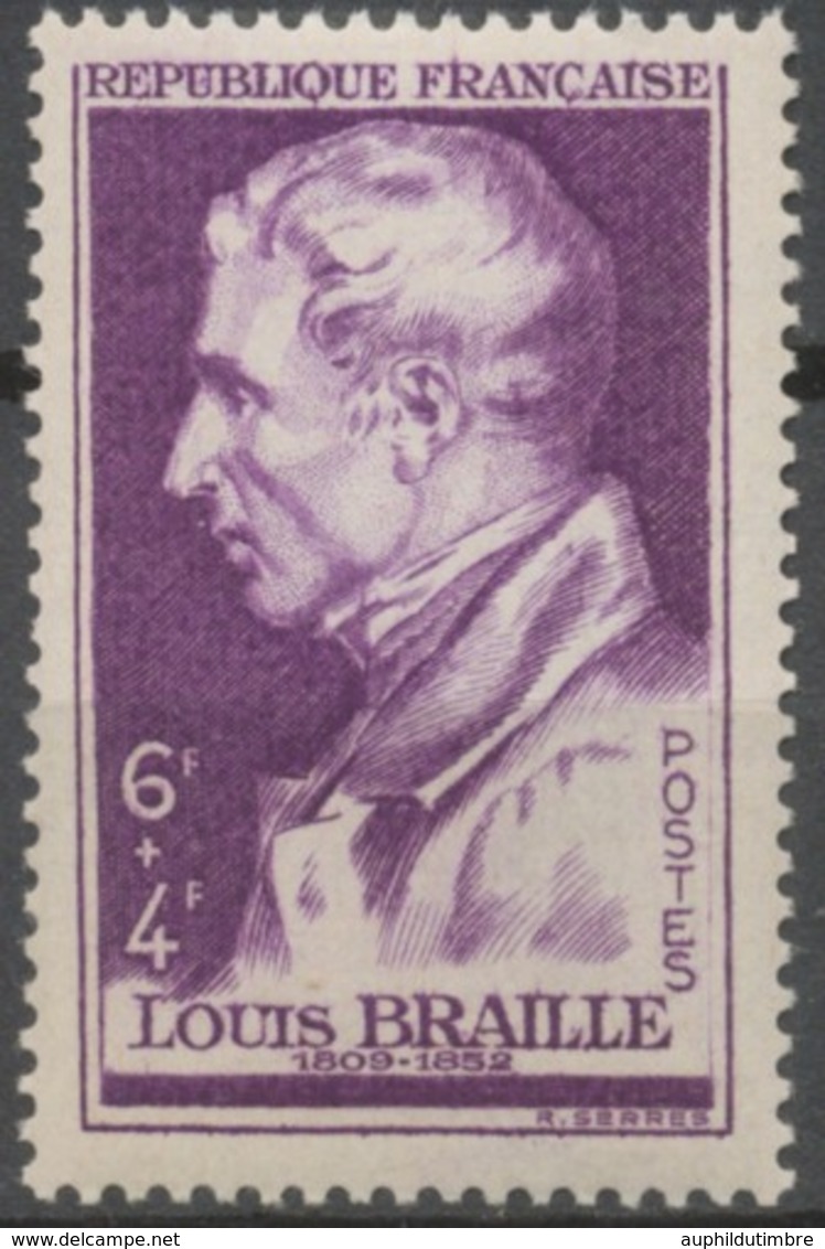 Au Bénéfice De L'Entraide Française. Effigie De Louis Braille. 6f. + 4f. Violet Neuf Luxe ** Y793 - Neufs