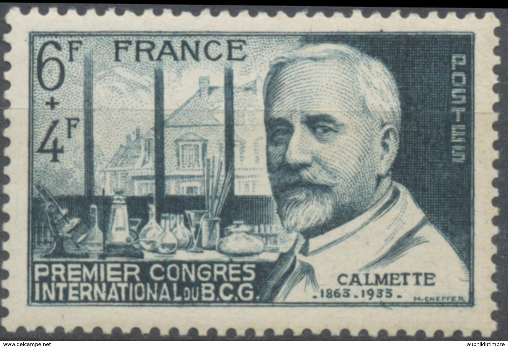 1er Congrès International Du B. C. G. Calmette Dans Son Laboratoire. 6f. + 4f. Bleu-vert Neuf Luxe ** Y814 - Unused Stamps