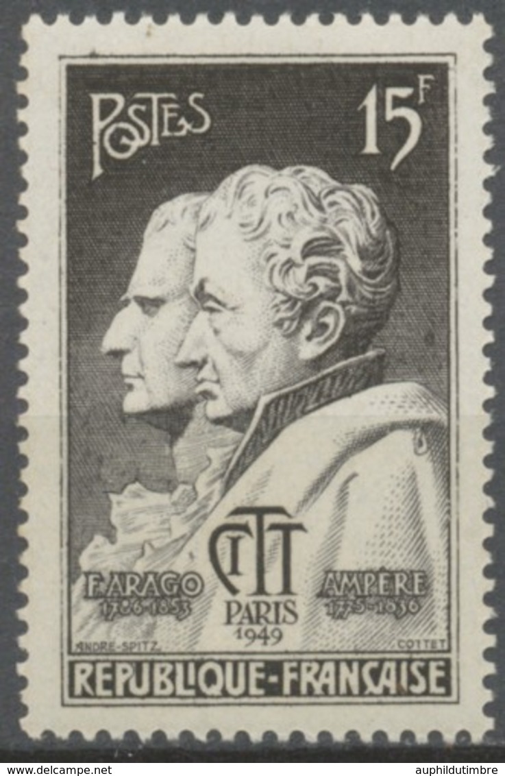 Congrès International De Télégraphie Et Téléphonie, à Paris. F. Arago Et Ampère  15f. Brun-noir Neuf Luxe ** Y845 - Nuovi