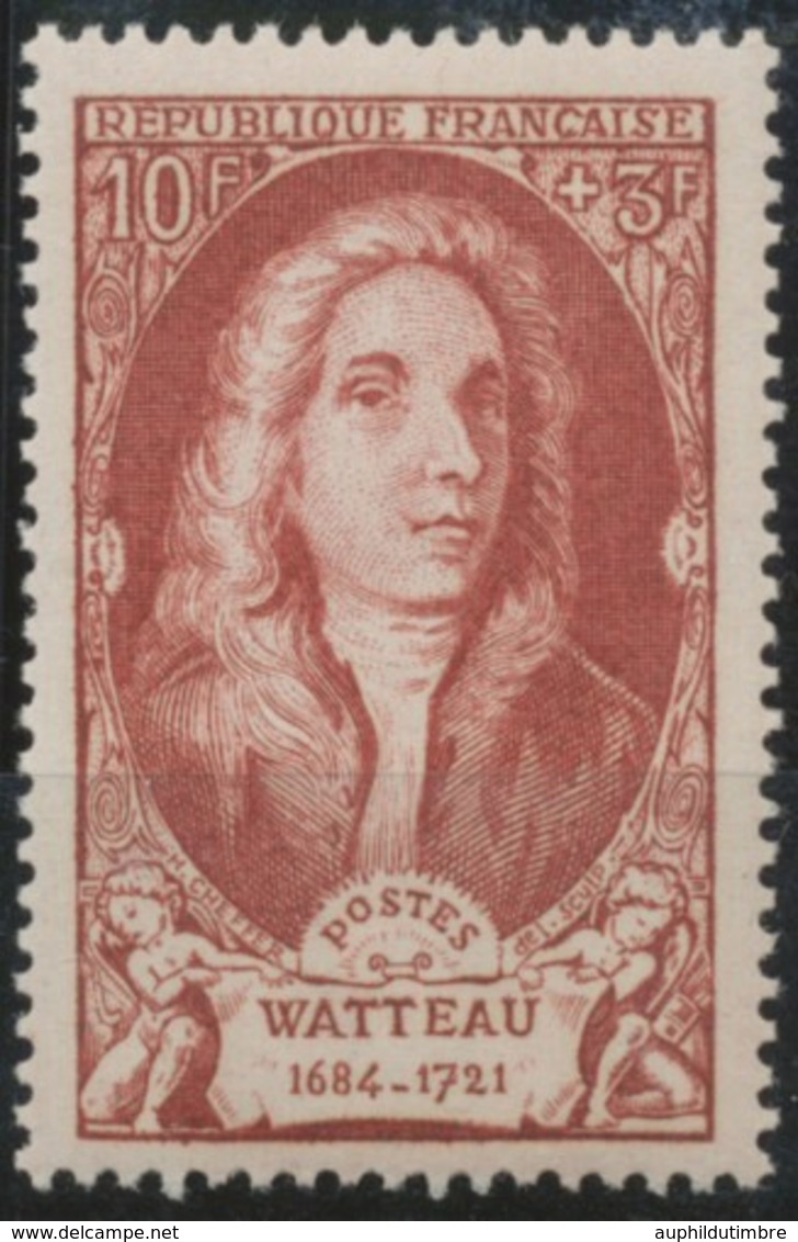 Célébrités Du XVIIIe Siècle (I) Antoine Watteau. 10f. + 3f. Brun-rouge Neuf Luxe ** Y855 - Nuevos