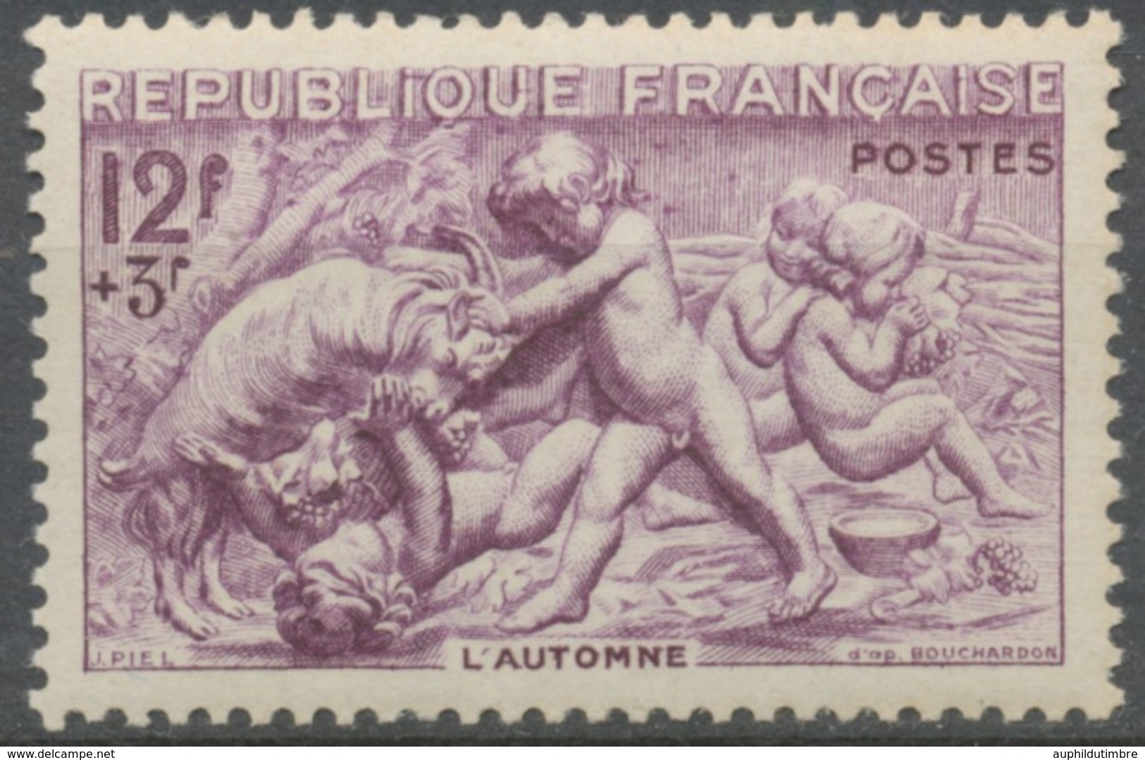 Série Des Saisons. Bas-reliefs Fontaine De Bouchardon, Grenelle, à Paris. Automne  12f. + 3f. Violet Neuf Luxe ** Y861 - Unused Stamps