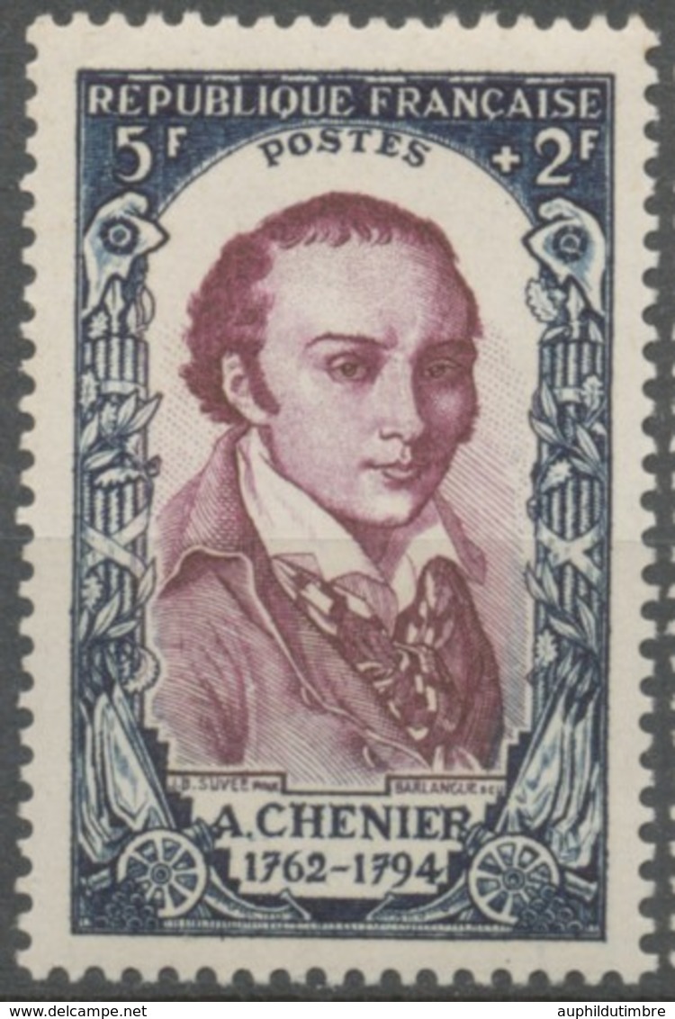 Célébrités Du XVIIIe Siècle (II).  André-Marie De Chénier, Par J.-B Suvée  5f. + 2f. Lilas. Neuf Luxe ** Y867 - Nuevos