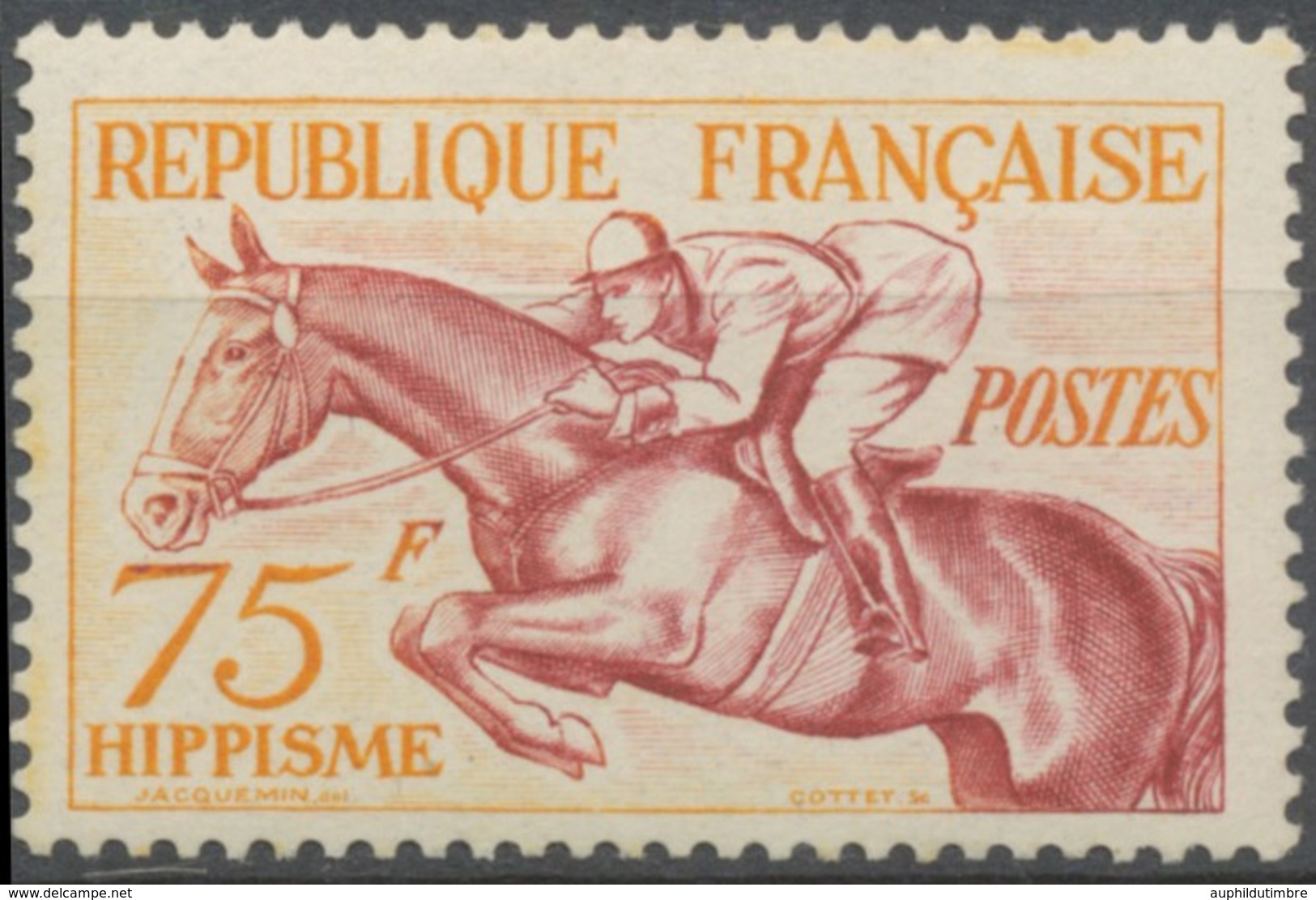 Jeux Olympiques D'Helsinki (1952) Hippisme 75f. Orange Et Brun Carminé. Neuf Luxe ** Y965 - Neufs