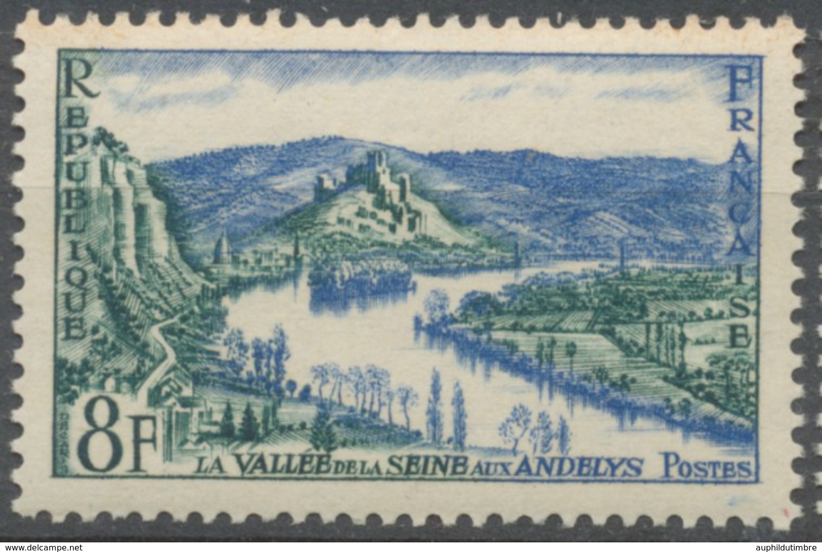 Série Touristique. La Vallée De La Seine Aux Andelys Et Le Château Gaillard 8f. Bleu Et Olive. Neuf Luxe ** Y977 - Nuevos