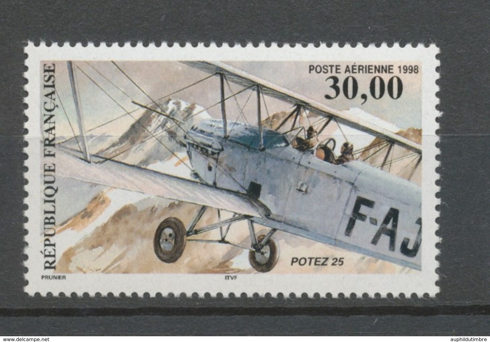 Biplan Potez 25. PA N°62 30f Multicolore N** YA62 - 1960-.... Postfris