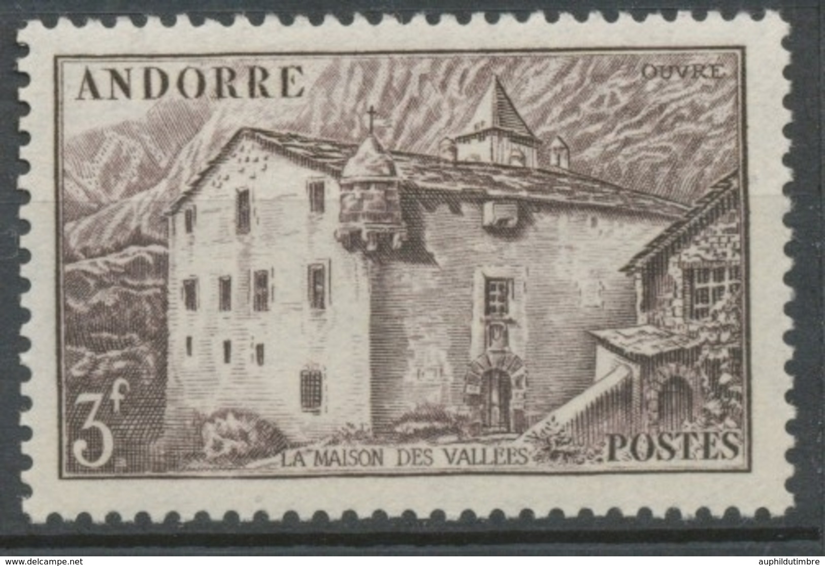 Andorre Français N°106, 3f. Brun-lilas NEUF** ZA106 - Neufs