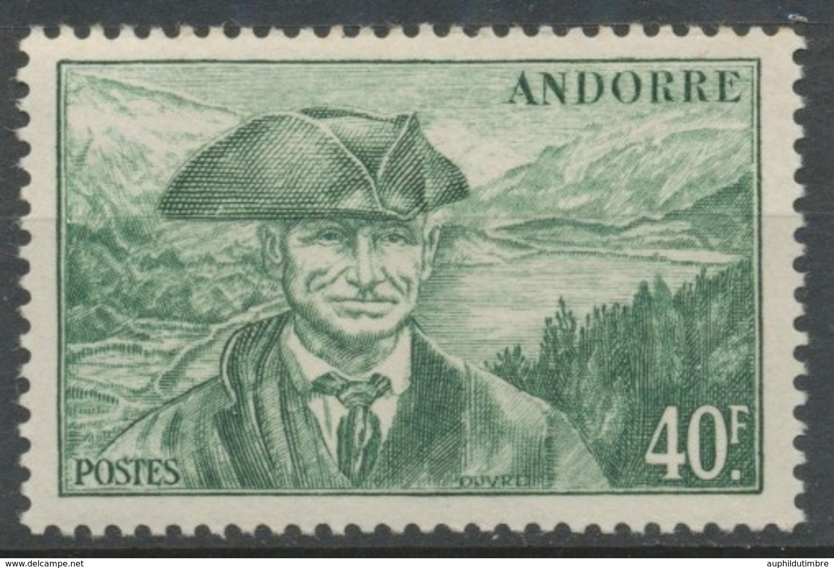 Andorre Français N°117, 40f. Vert NEUF** ZA117 - Nuevos