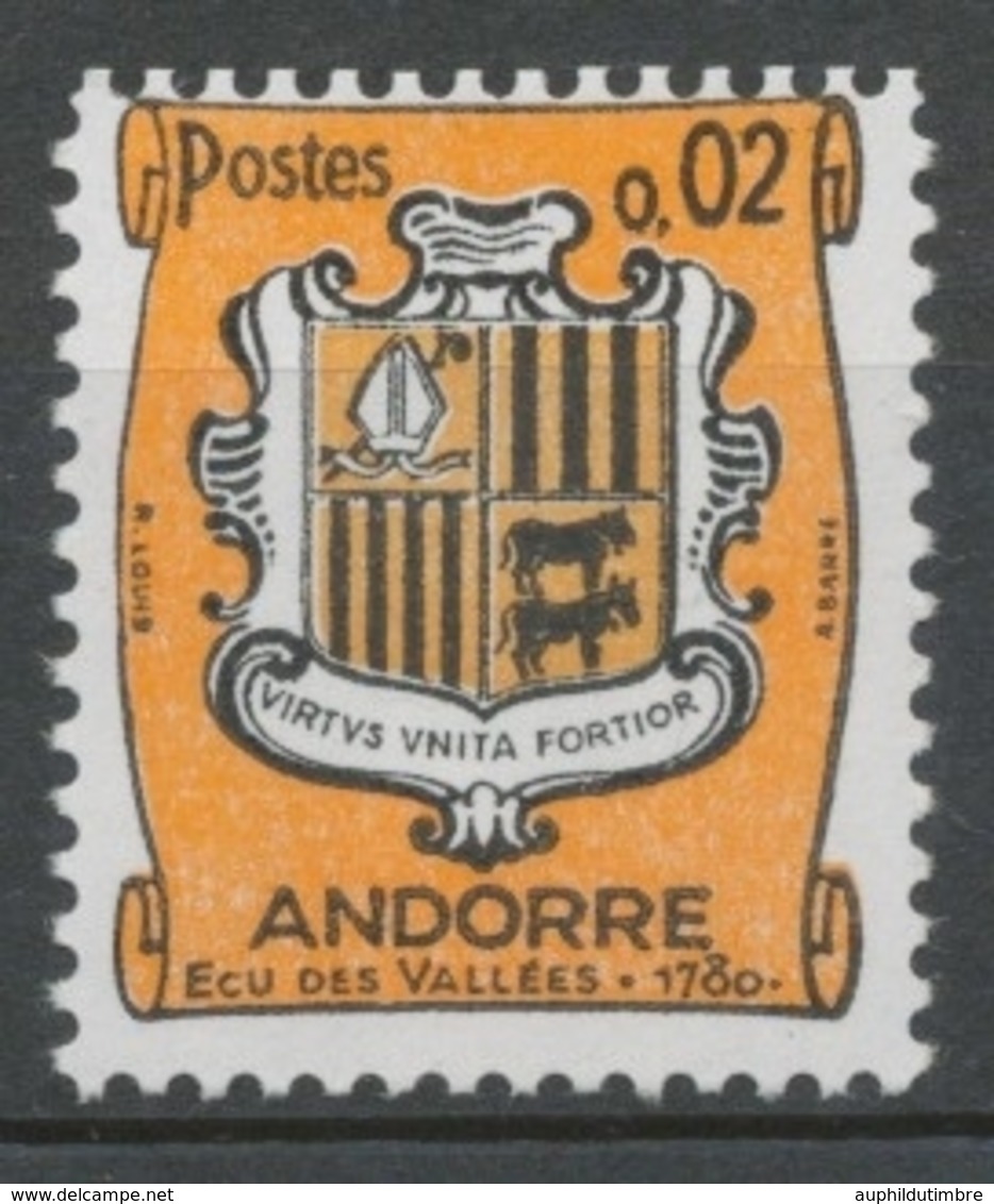 Andorre FR N°153B 2c Orange/bistre/noir NEUF** ZA153B - Nuevos