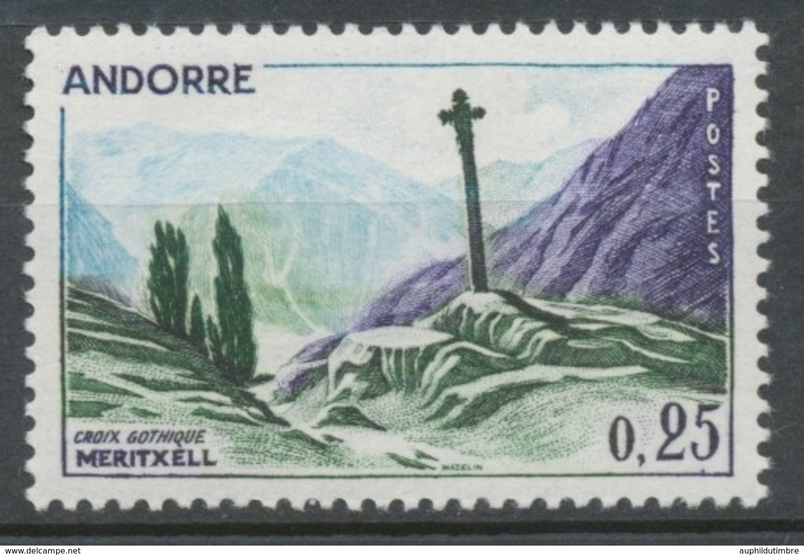 Andorre FR N°158 25c Outremer/vert/bleu N** ZA158 - Nuevos