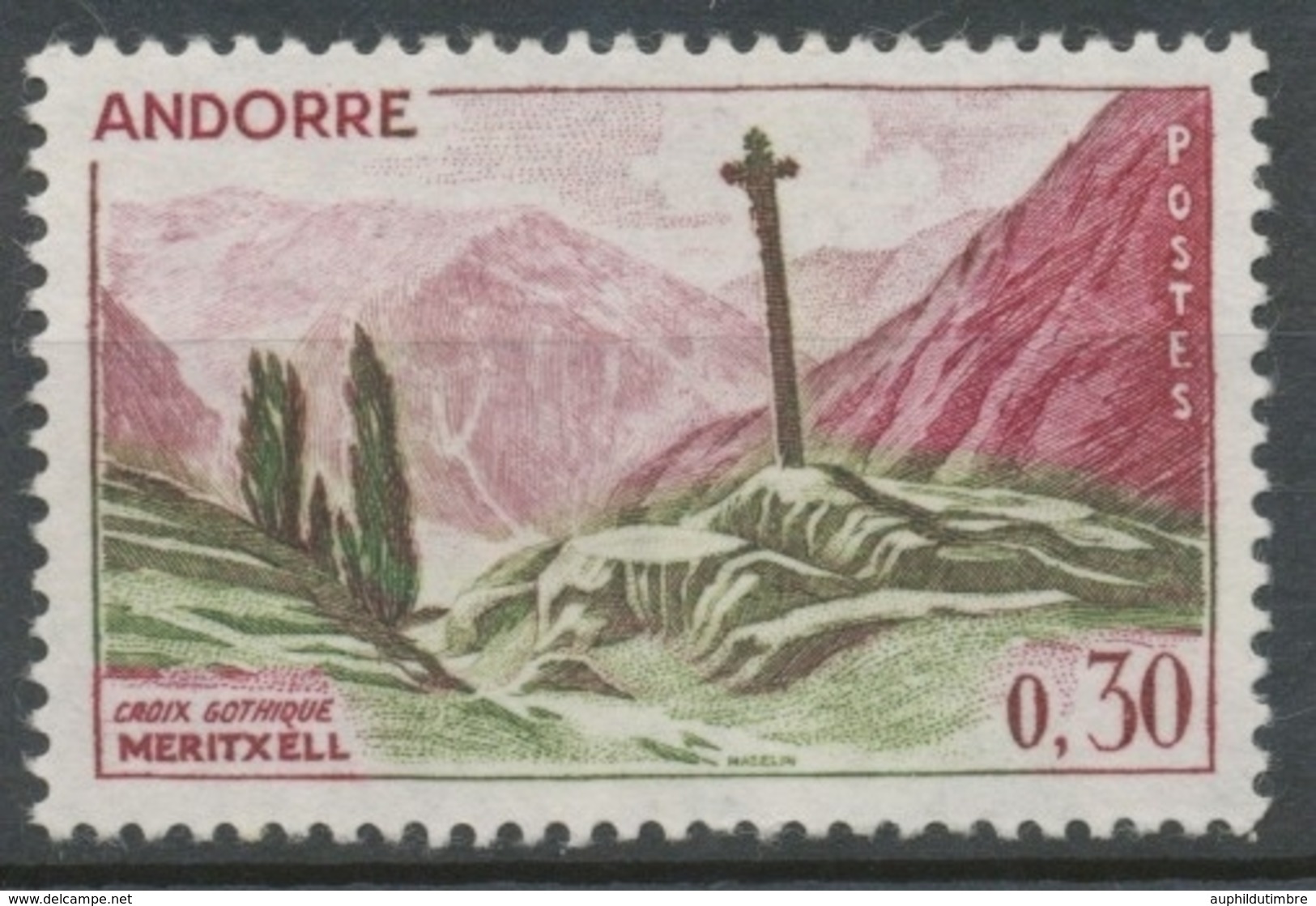 Andorre FR N°159 30c Rouge-brun/lilas/olive N** ZA159 - Neufs