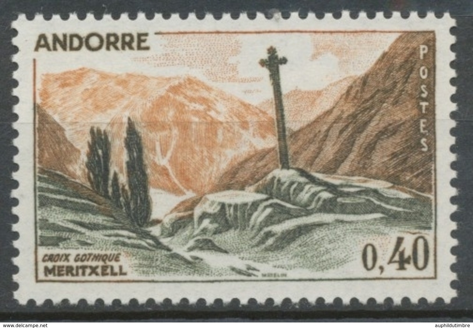 Andorre FR N°159A 40c Rouge-brun/vert-noir N** ZA159A - Unused Stamps