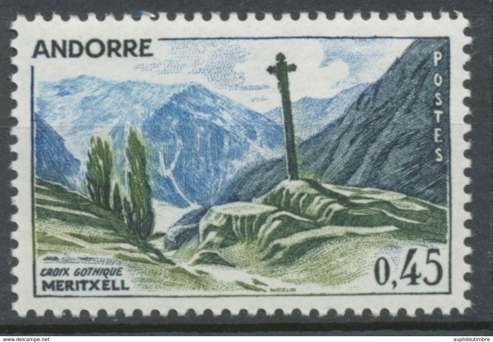 Andorre FR N°160 45c Gris-bleu/olive/bleu N** ZA160 - Nuovi