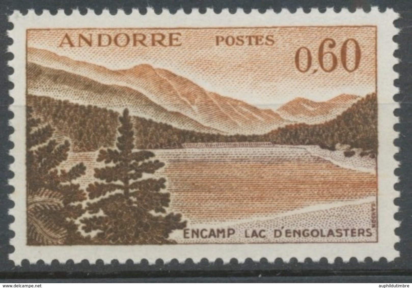 Andorre FR N°161A 60c Rouge-brun/brun Foncé N** ZA161A - Unused Stamps