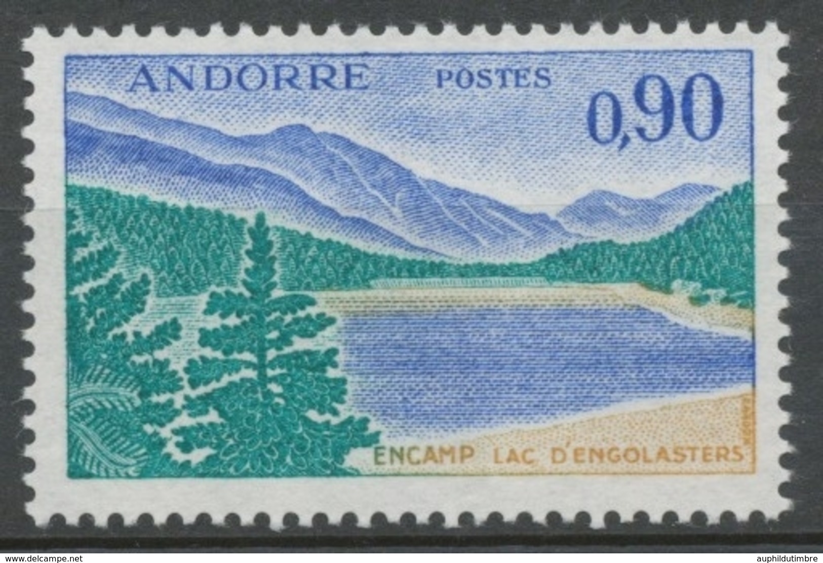 Andorre FR N°163A 90c Vert/ocre/bleu NEUF** ZA163A - Unused Stamps