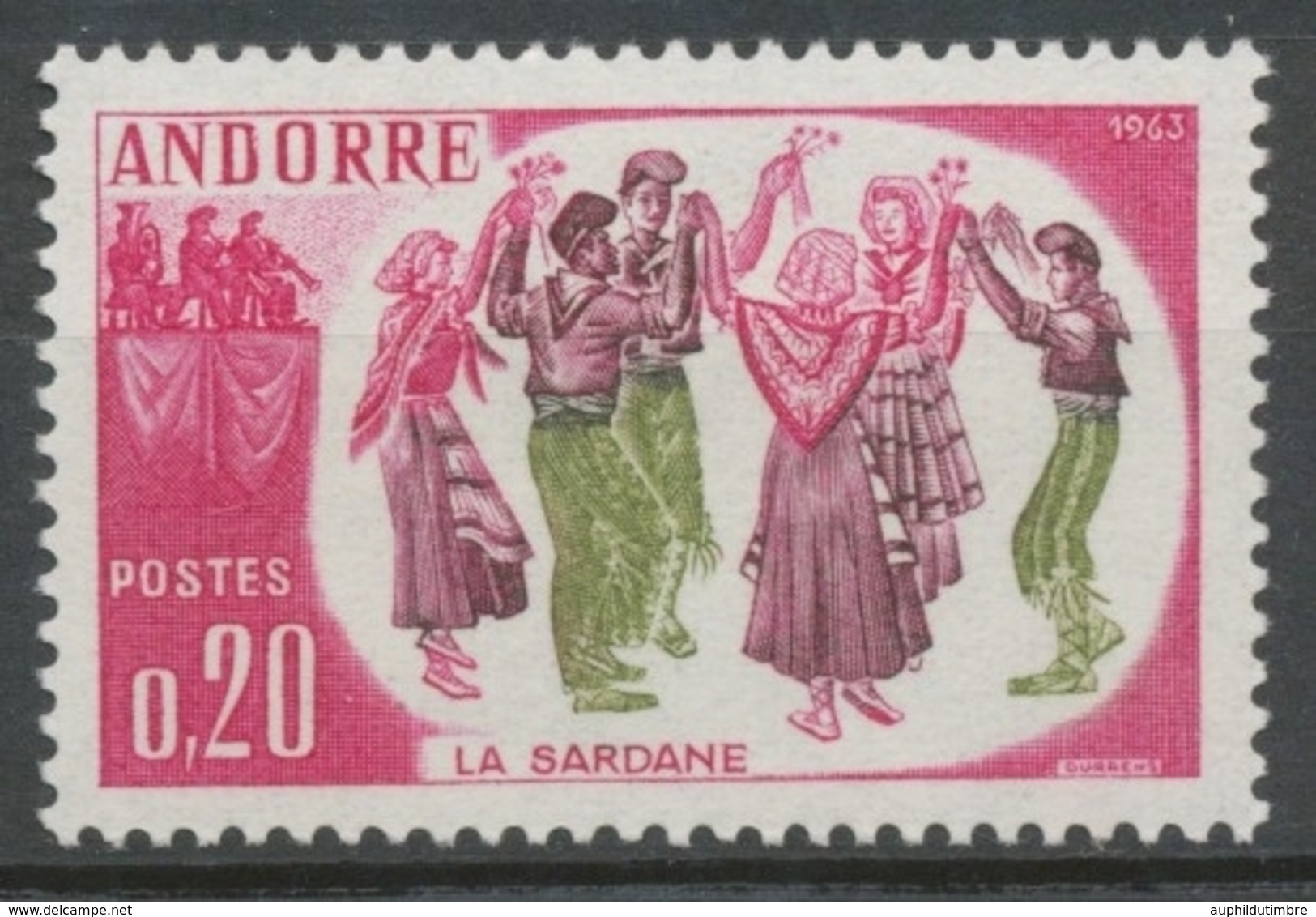 Andorre FR N°166 20c Lilas-rose/vio-brun/olive N** ZA166 - Unused Stamps