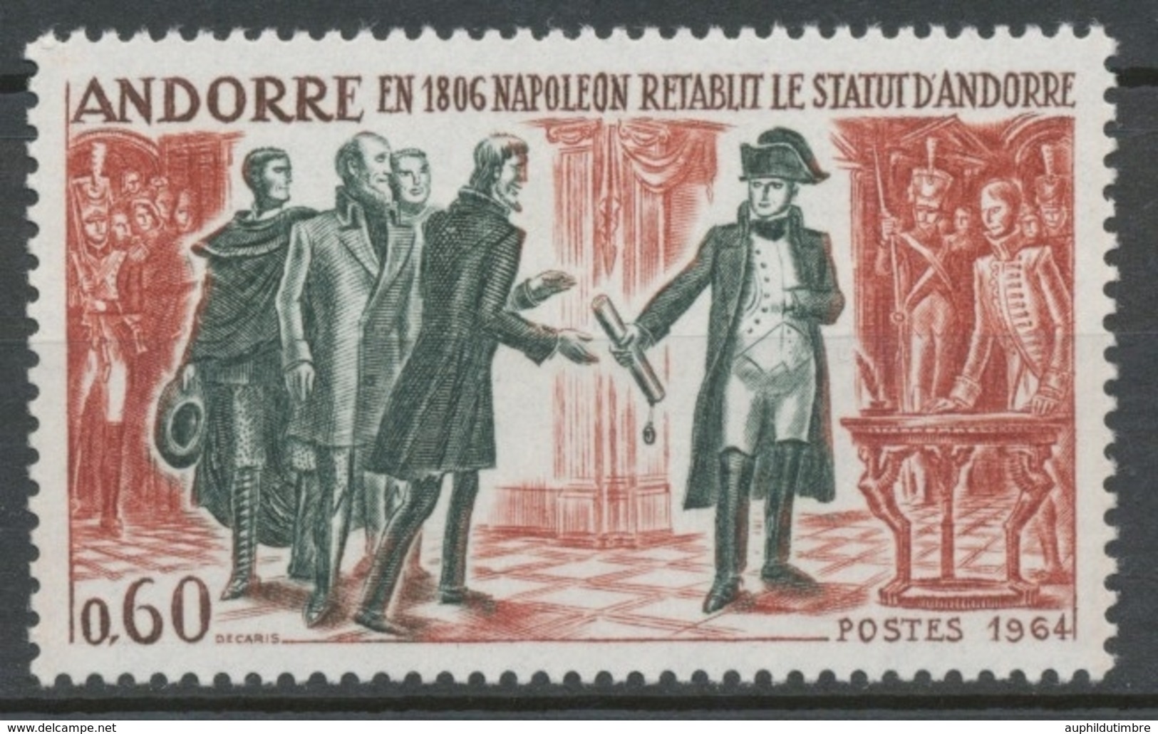 Andorre FR N°168 60c Rouge-brun/vert-noir N** ZA168 - Neufs