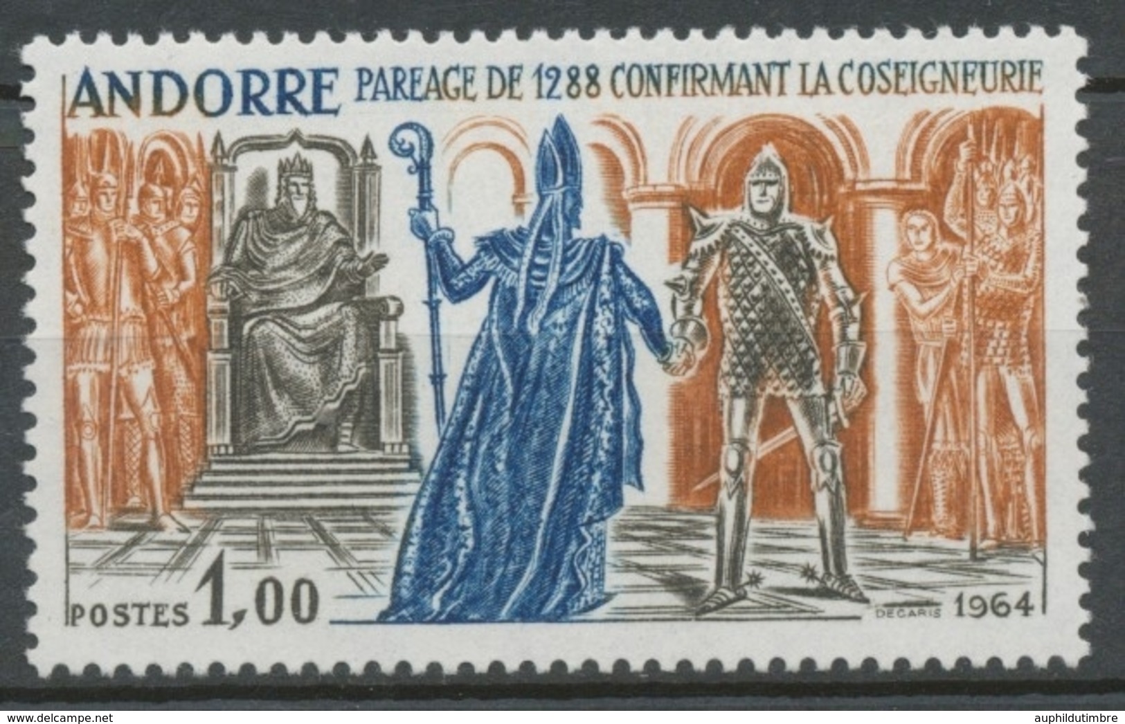 Andorre FR N°170 1f Brun-jaune/sépia/bleu N** ZA170 - Nuevos