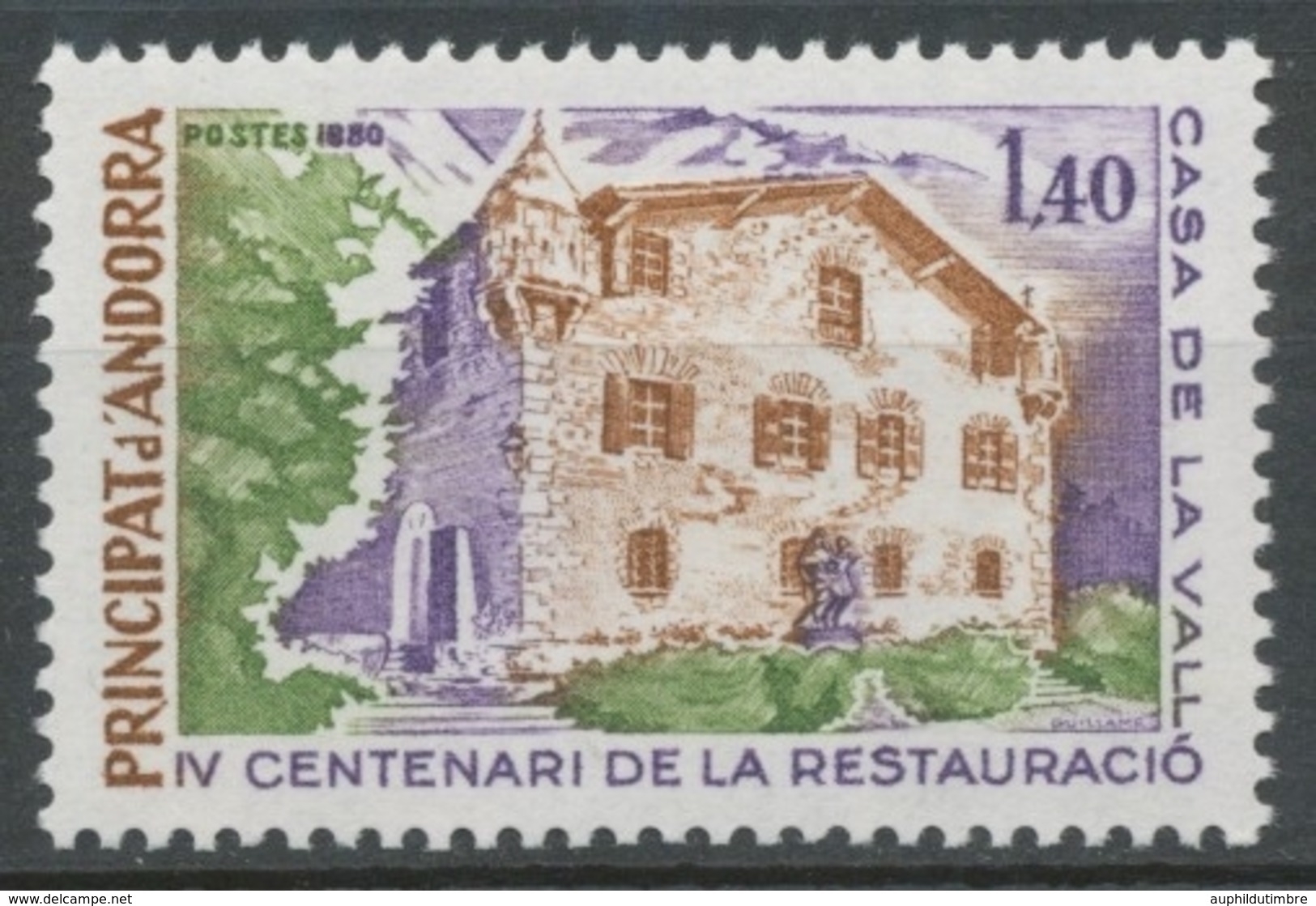 Andorre FR N°289 1f.40 Violet/brun-rge/vert N** ZA289 - Ungebraucht